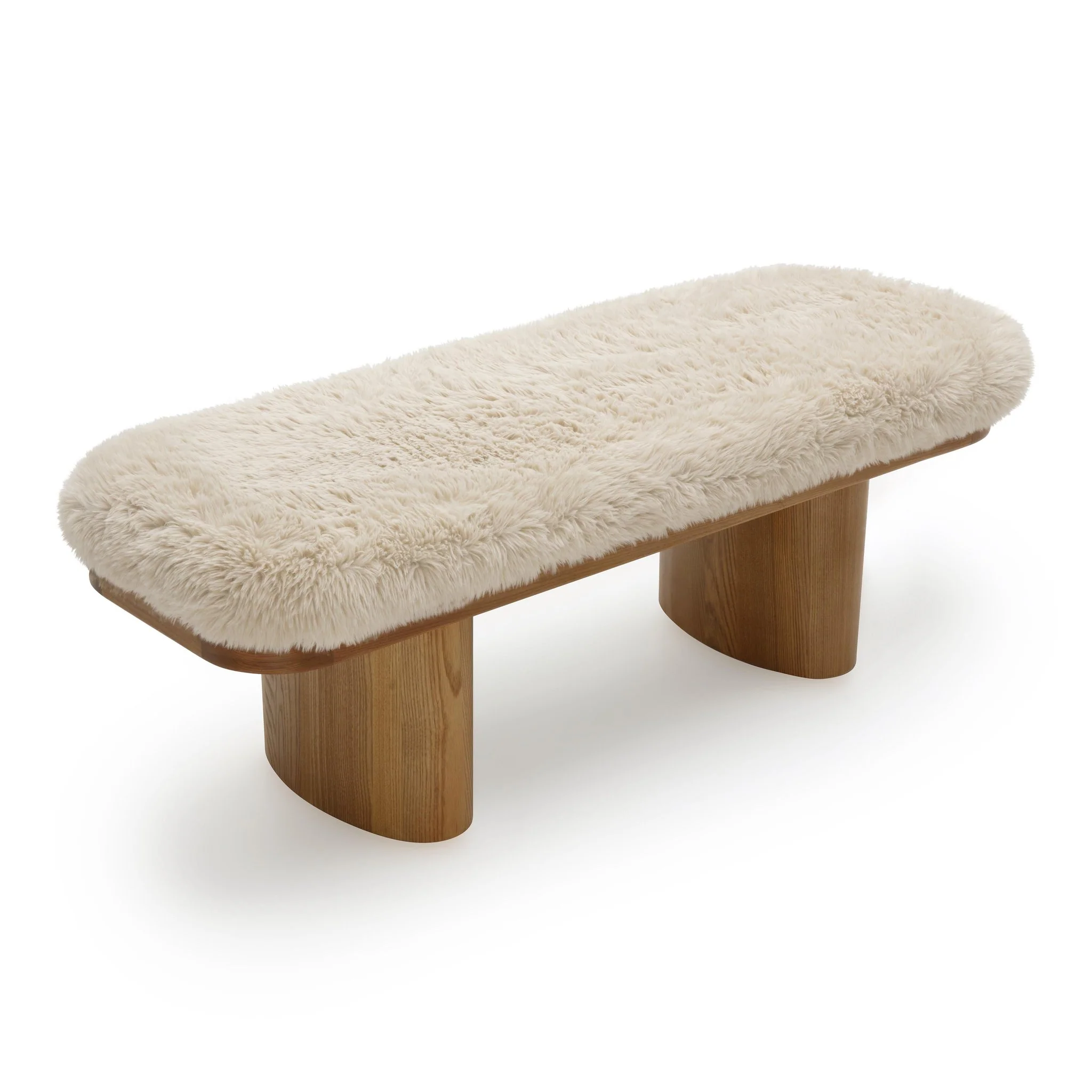 Ollie Natural Straight Vegan Shearling  Bench - Image 4