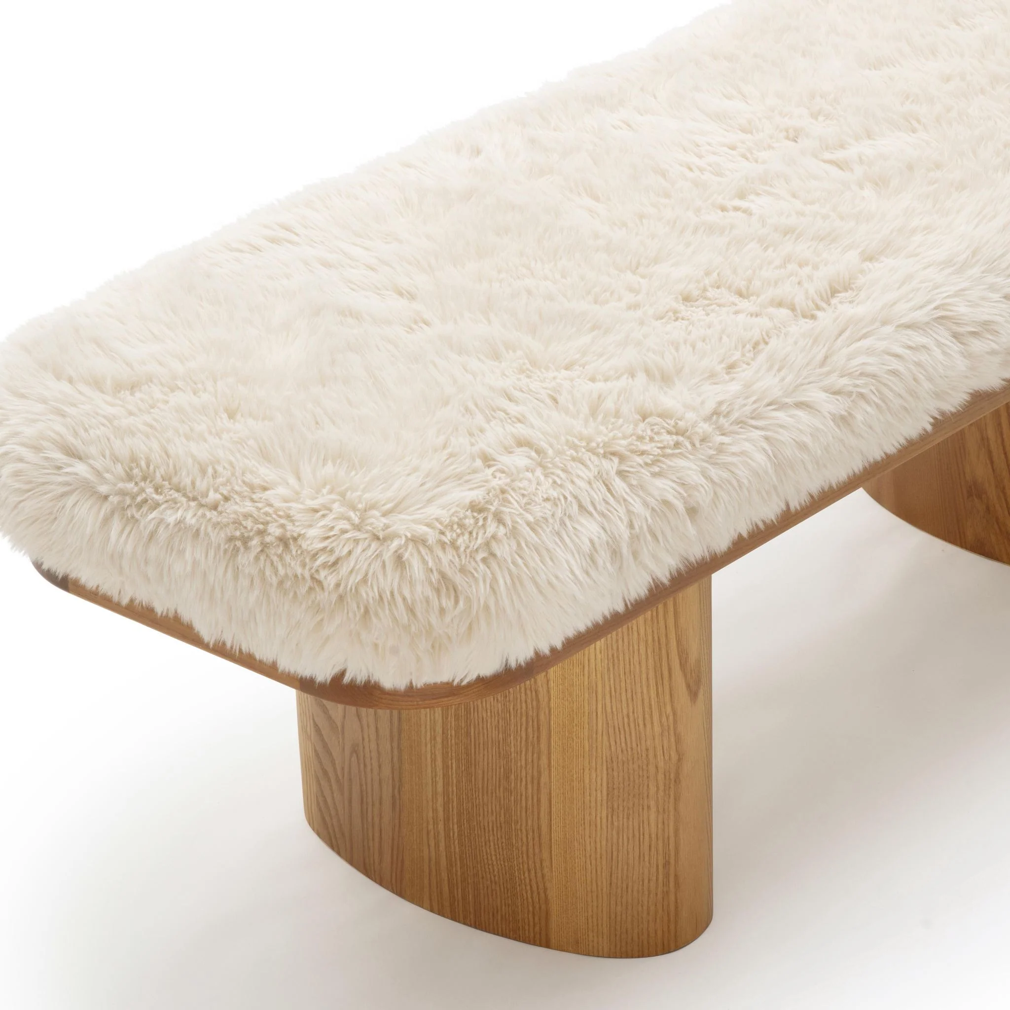 Ollie Natural Straight Vegan Shearling  Bench - Image 5