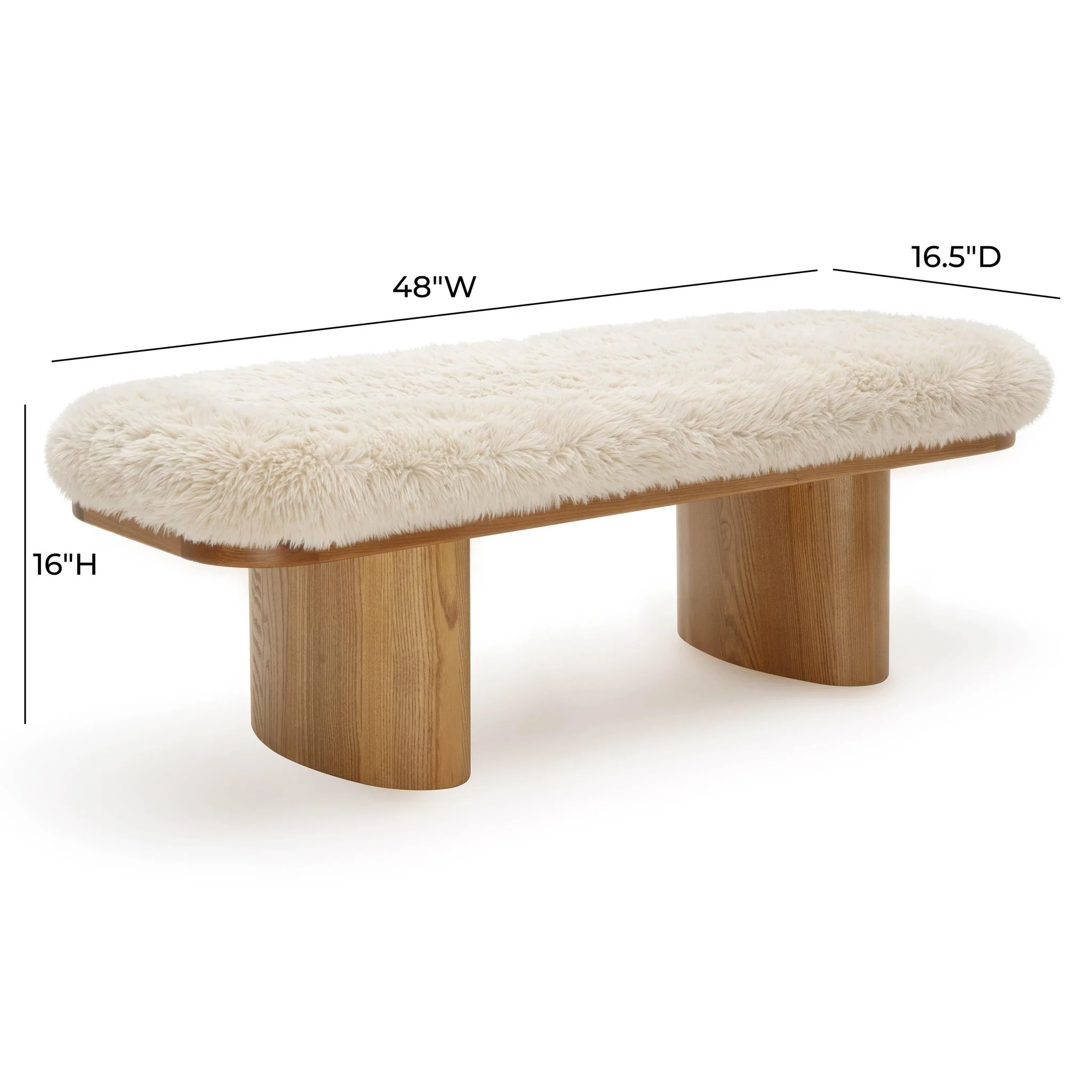 Ollie Natural Straight Vegan Shearling  Bench - Image 6
