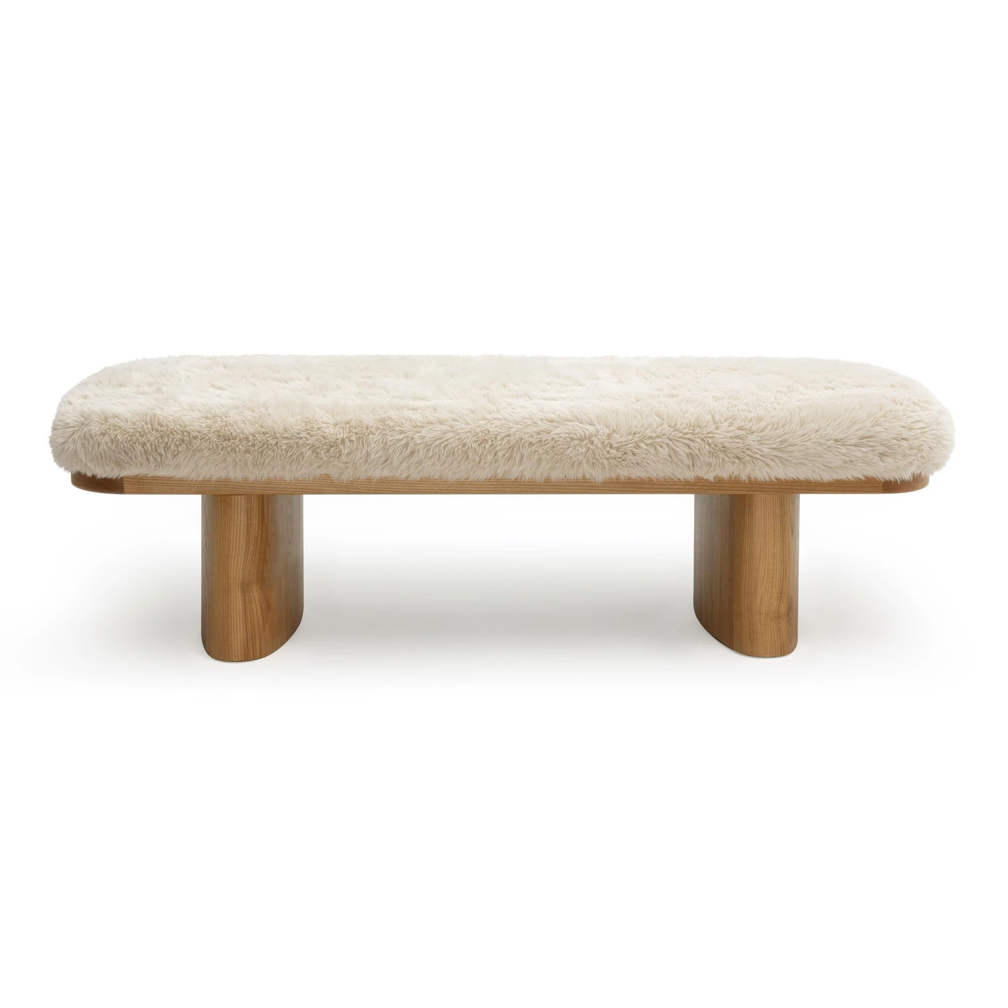 Ollie Natural Straight Vegan Shearling Large Bench - Image 3