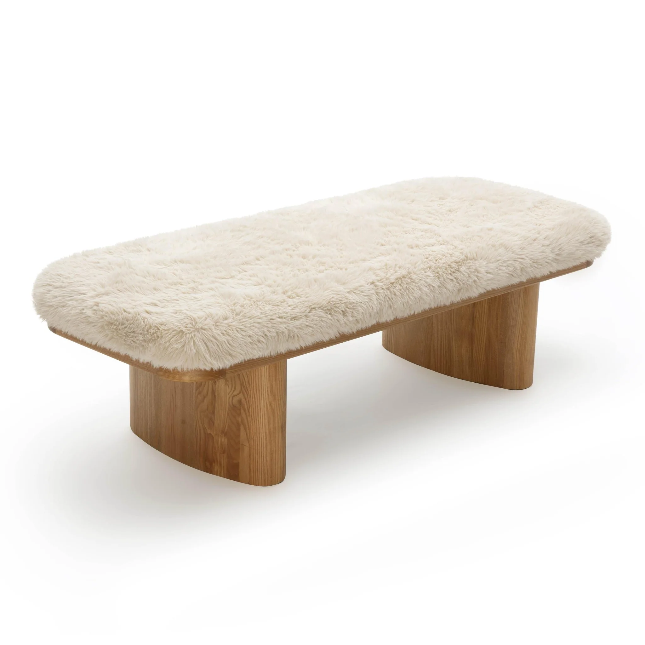 Ollie Natural Straight Vegan Shearling Large Bench - Image 4