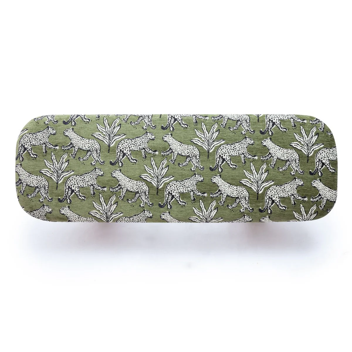 Ollie Olive Green Leopard Jacquard Bench - Image 5