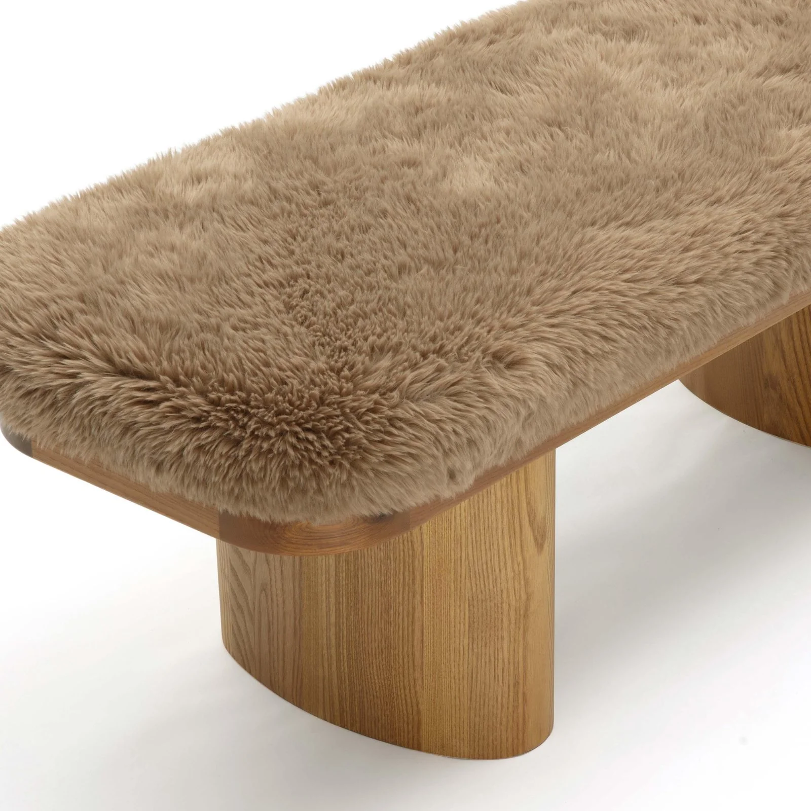 Ollie Taupe Straight Vegan Shearling Bench - Image 5