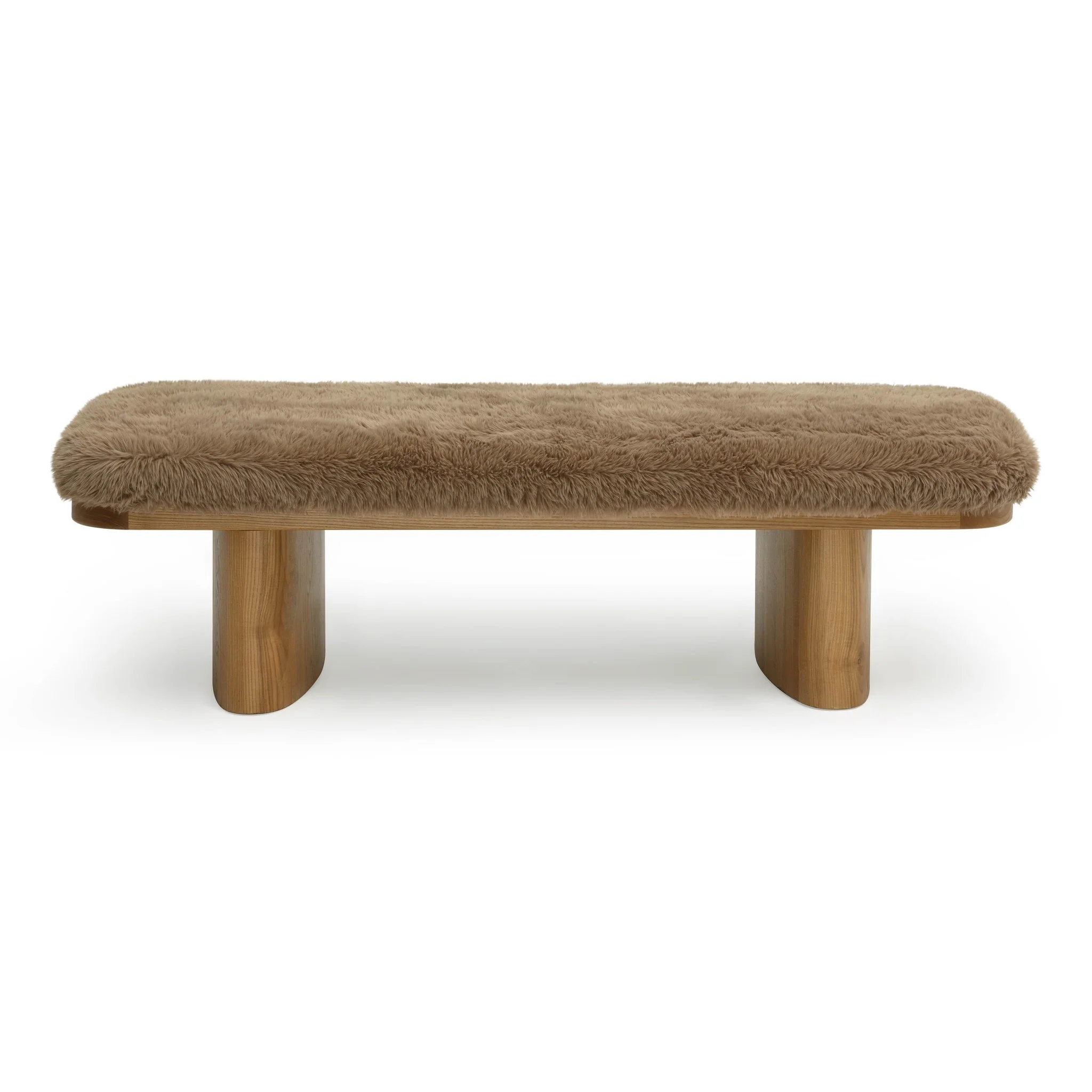 Ollie Taupe Straight Vegan Shearling Large Bench - Image 3