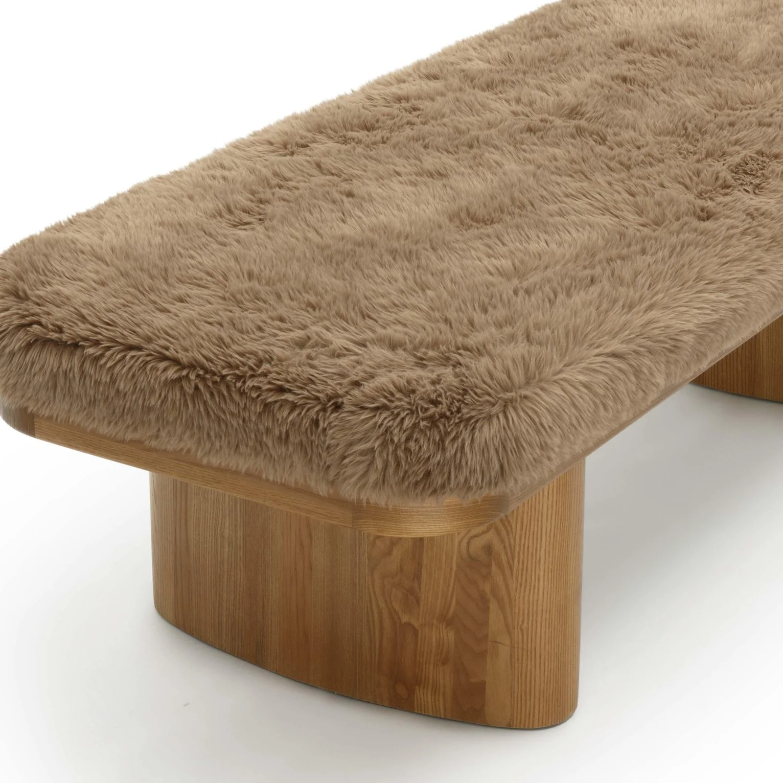 Ollie Taupe Straight Vegan Shearling Large Bench - Image 5