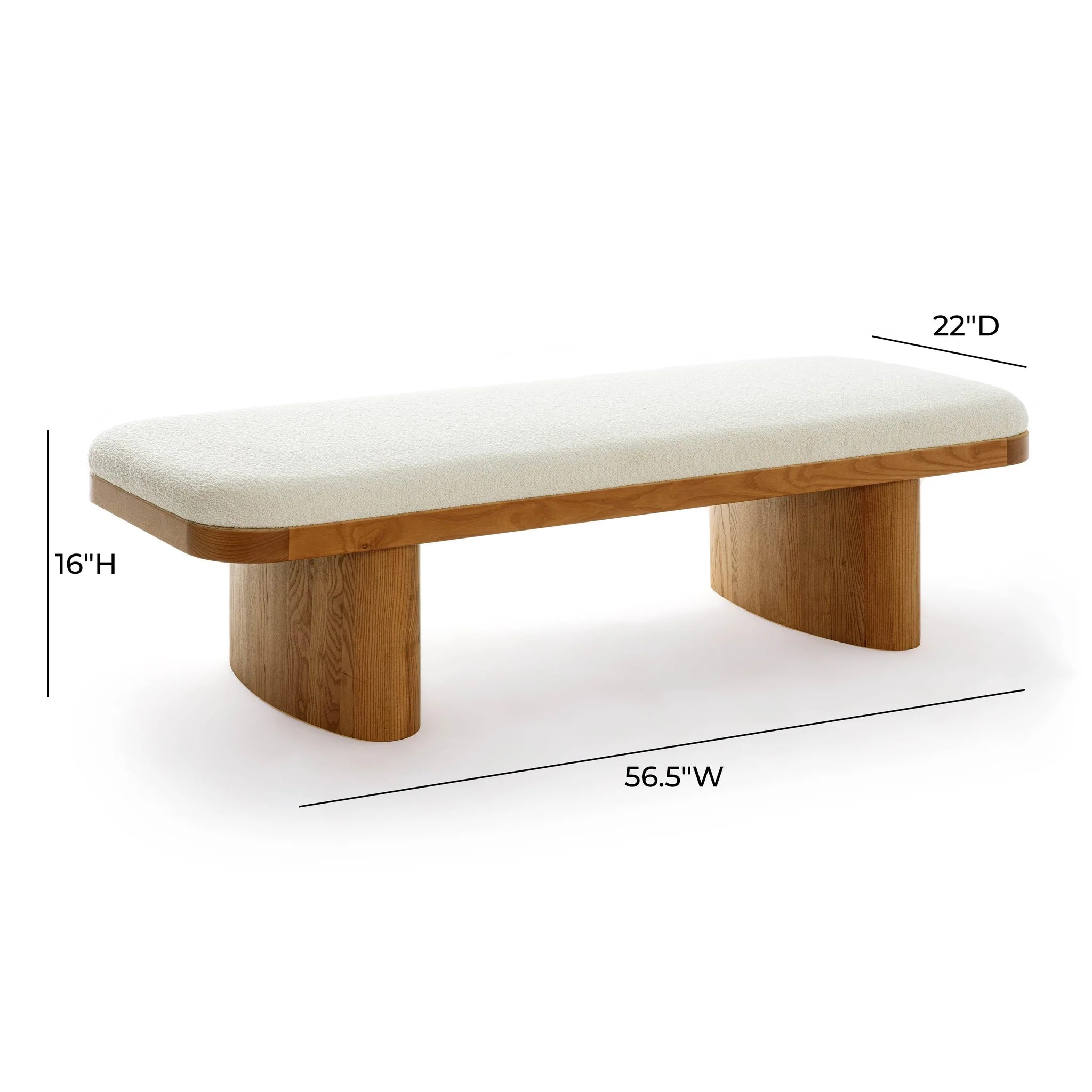 Ollie White Performance Boucle Large Bench - Image 6