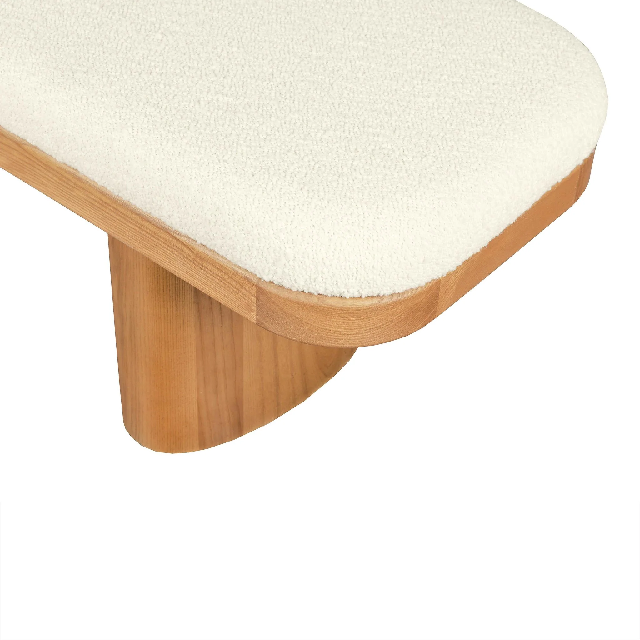 Ollie White Performance Boucle Wooden Bench - Image 4