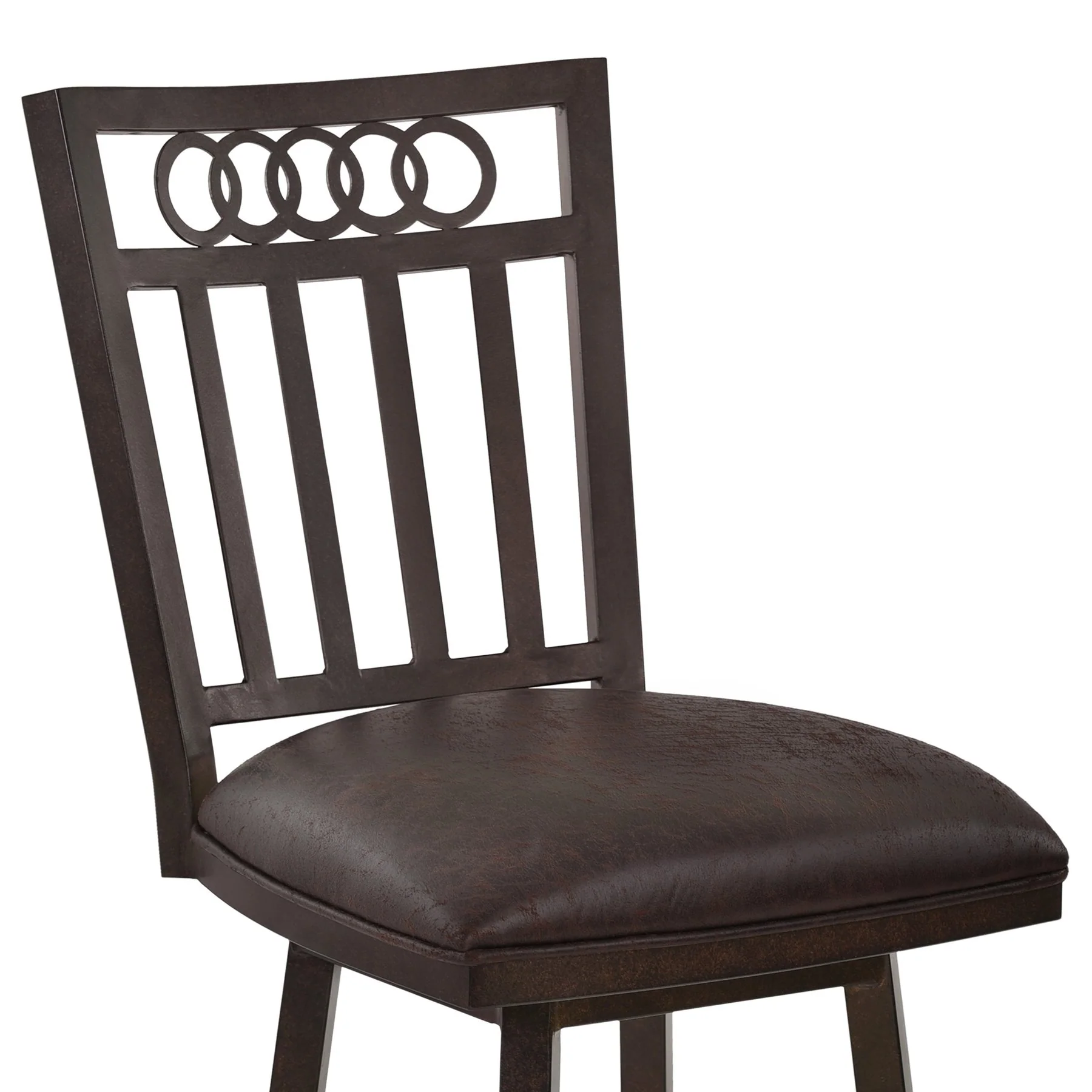 Olympia 26" Bar Height Metal Swivel Barstool in Bandero Espresso Fabric and Auburn Bay Finish - Image 3