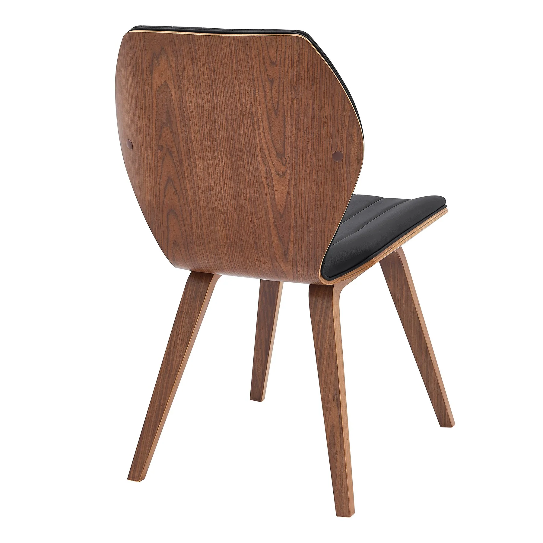 Ontario Black Faux Leather and Walnut Wood Dining Chairs - Set of 2 - Image 4