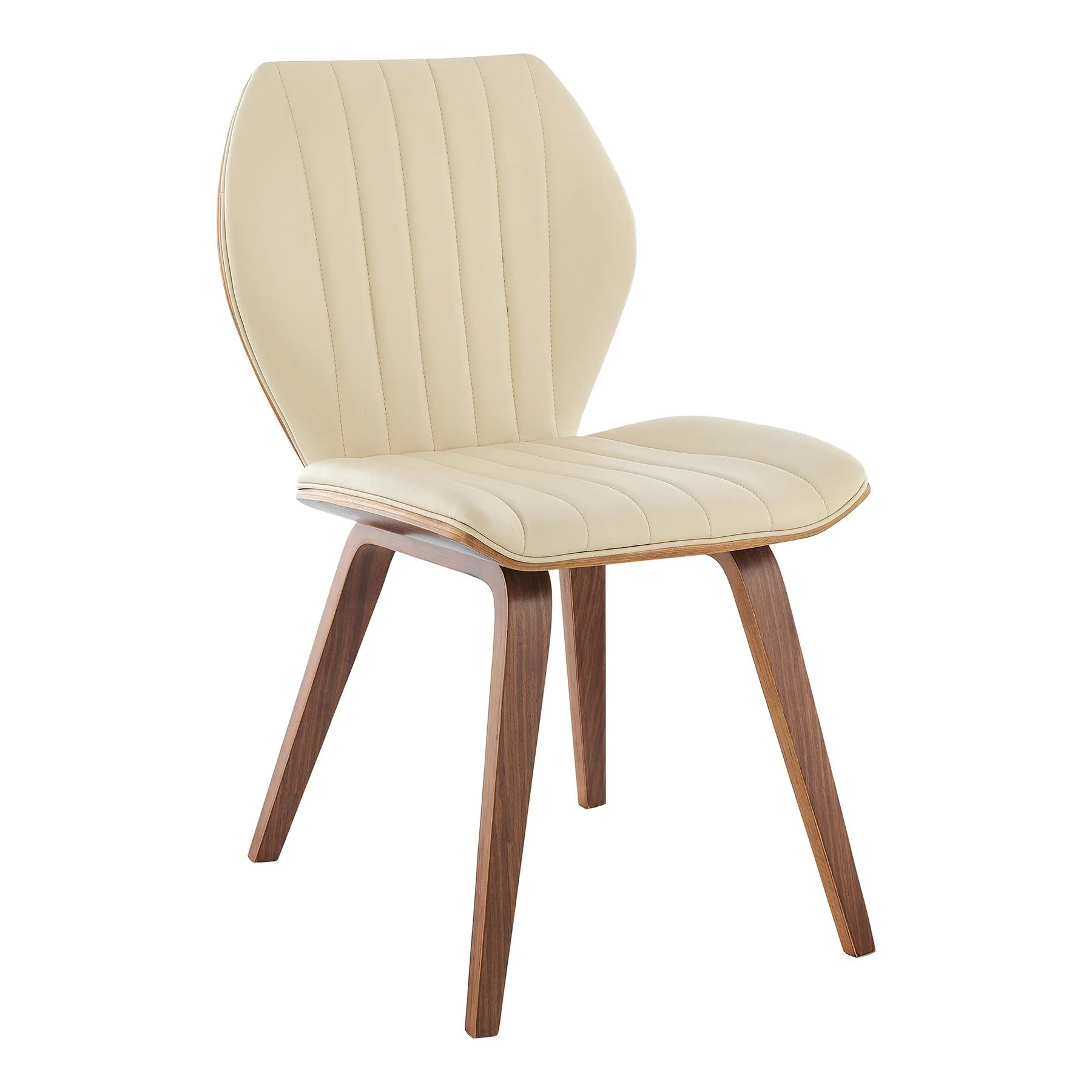 Ontario Cream Faux Leather and Walnut Wood Dining Chairs - Set of 2 - Image 2
