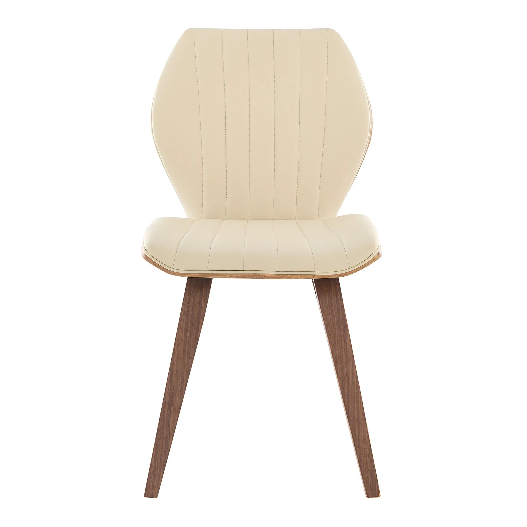 Ontario Cream Faux Leather and Walnut Wood Dining Chairs - Set of 2 - Image 3