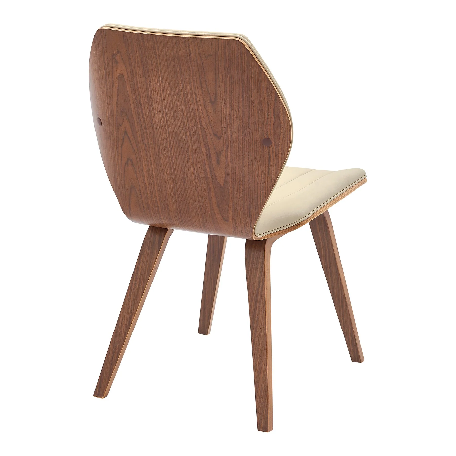 Ontario Cream Faux Leather and Walnut Wood Dining Chairs - Set of 2 - Image 4