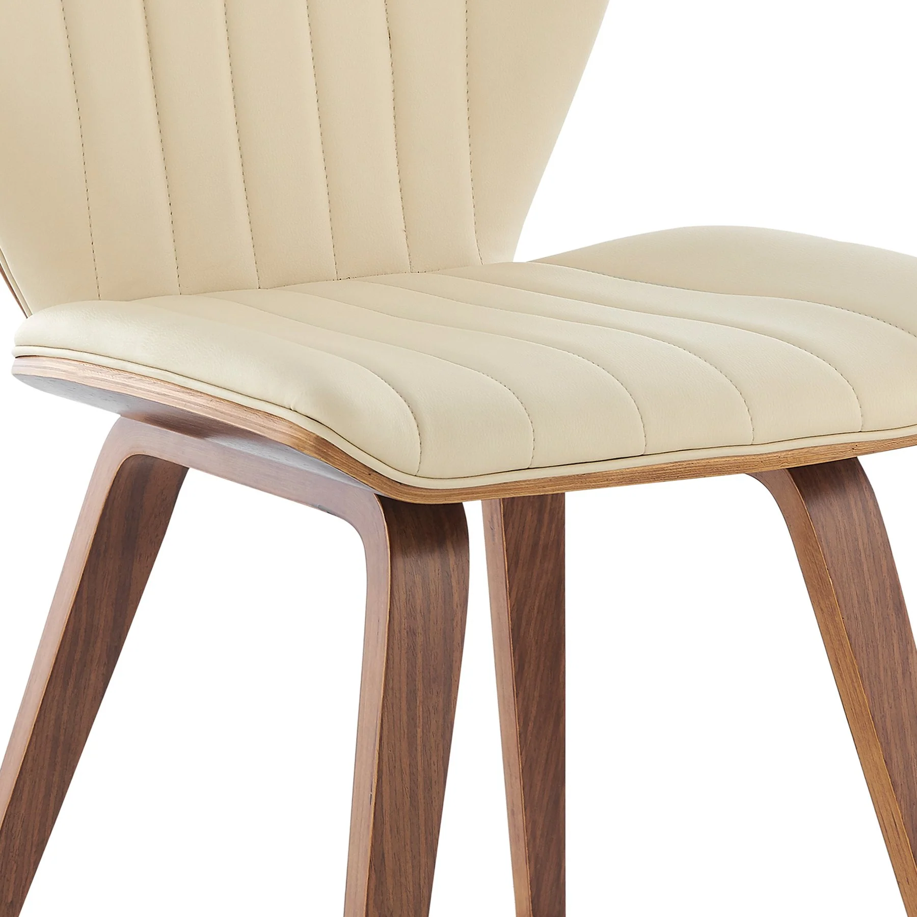 Ontario Cream Faux Leather and Walnut Wood Dining Chairs - Set of 2 - Image 6