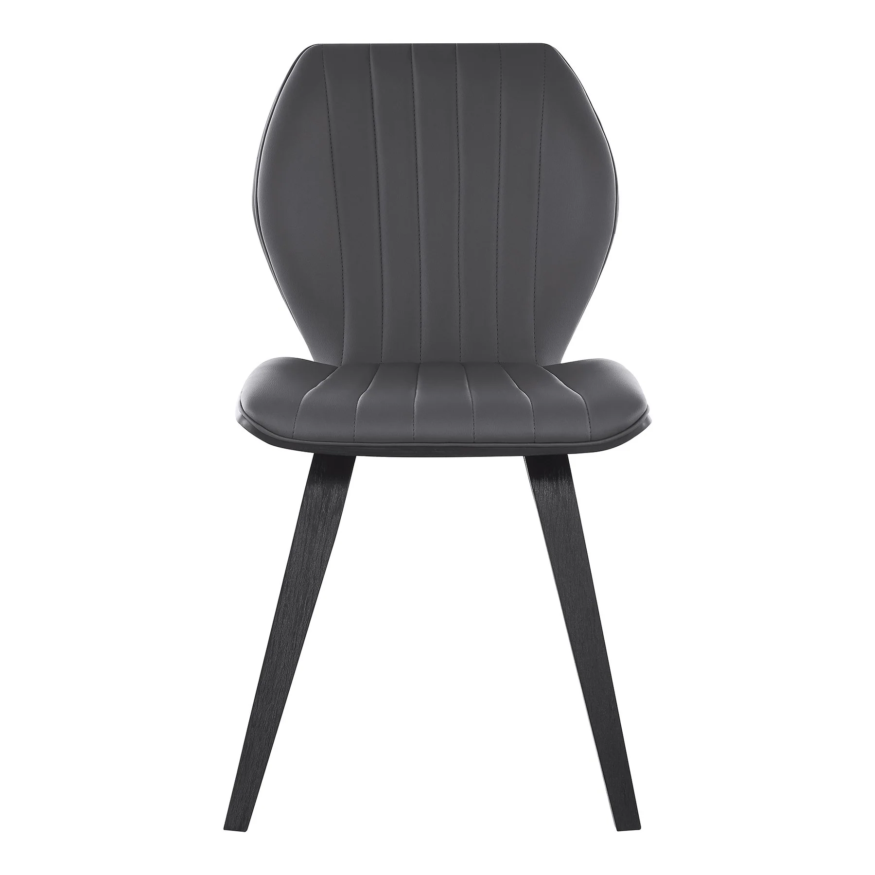 Ontario Gray Faux Leather and Black Wood Dining Chairs - Set of 2 - Image 3