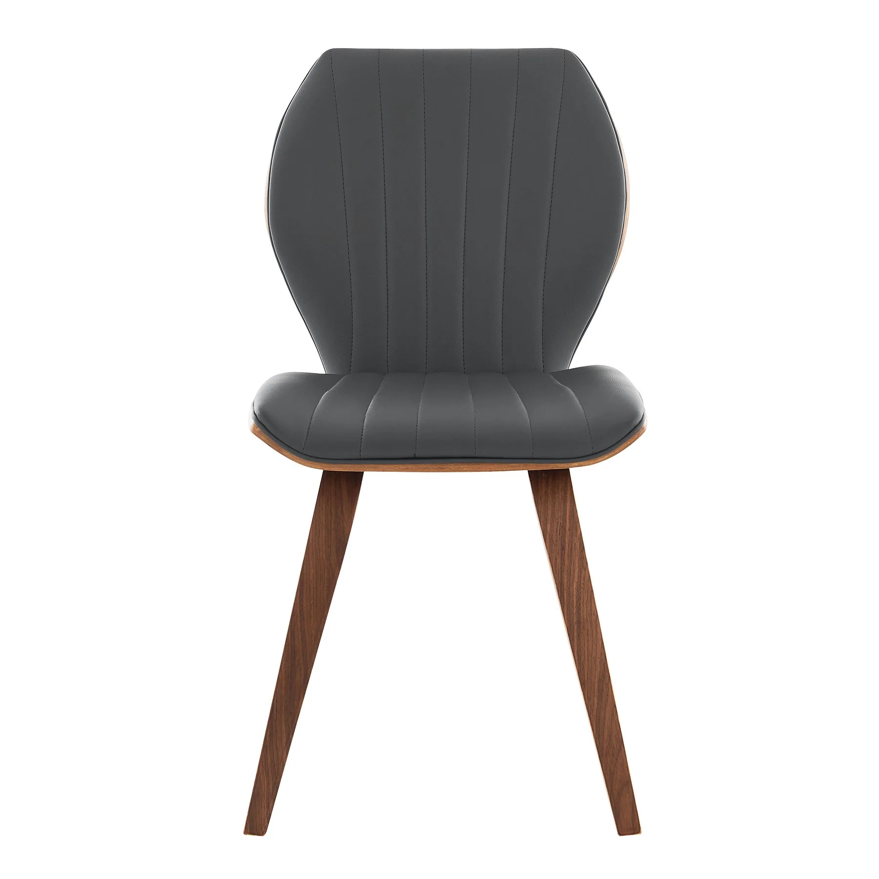 Ontario Gray Faux Leather and Walnut Wood Dining Chairs - Set of 2 - Image 3