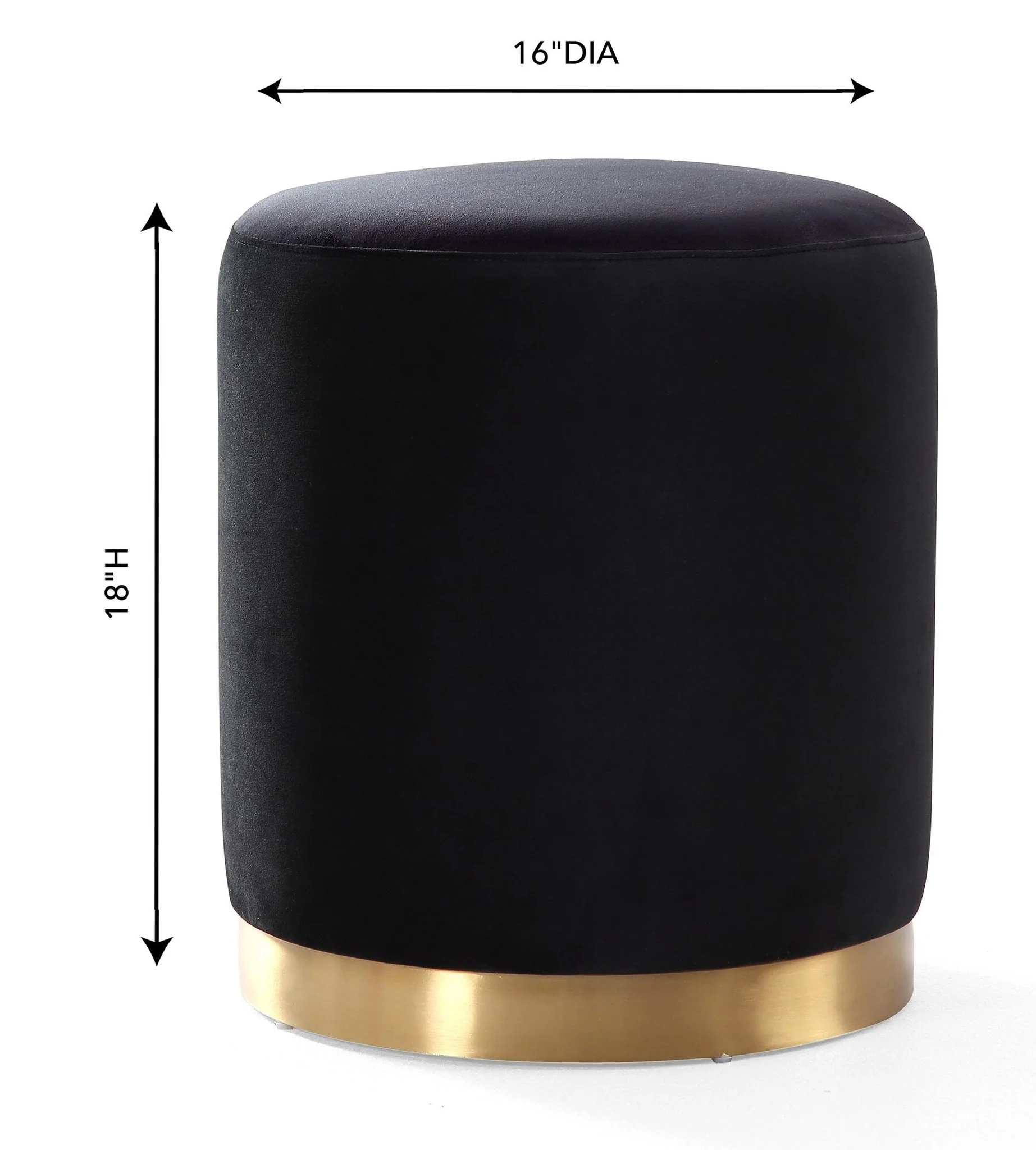 Opal Black Velvet Ottoman -Gold Base - Image 3
