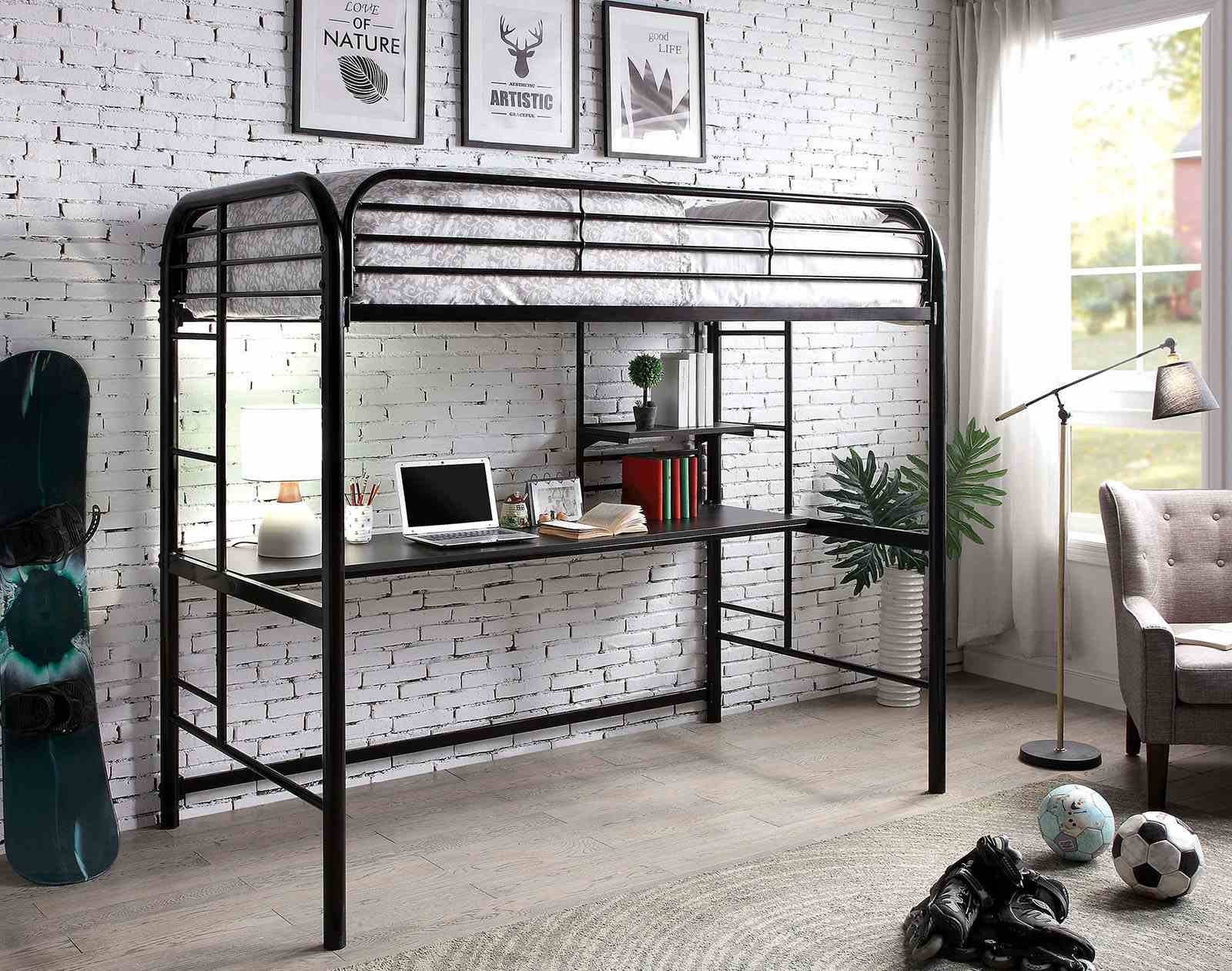 Opal Iii Twin Loft Bed, Silver - Image 2
