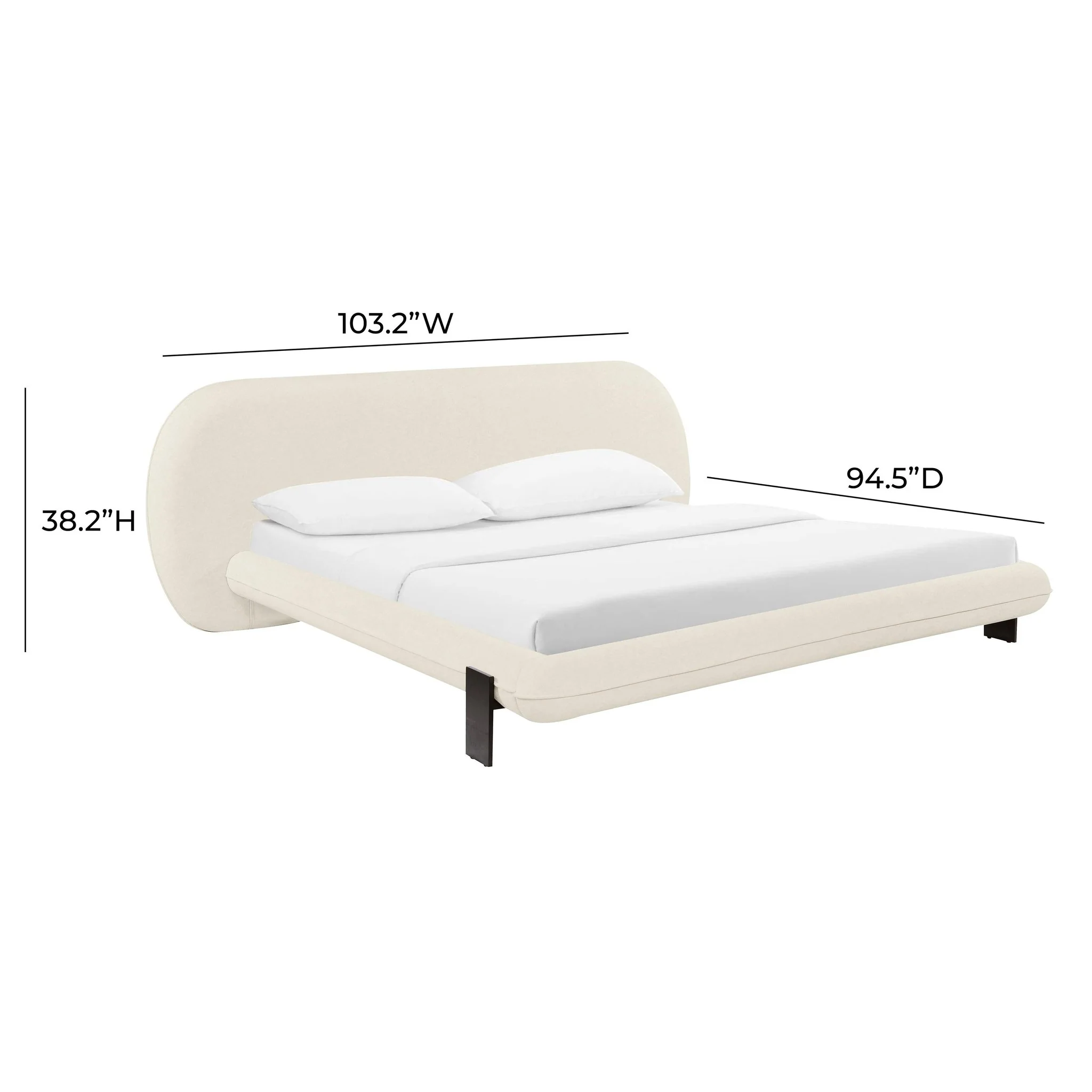 Ophelia Cream Faux Wool King Bed - Image 6