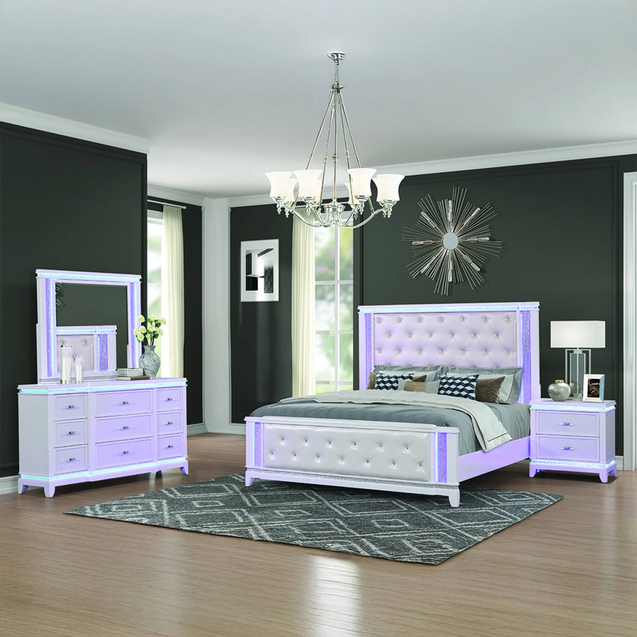 Opium King 4 Pc Bedroom Set Antique White - Image 19