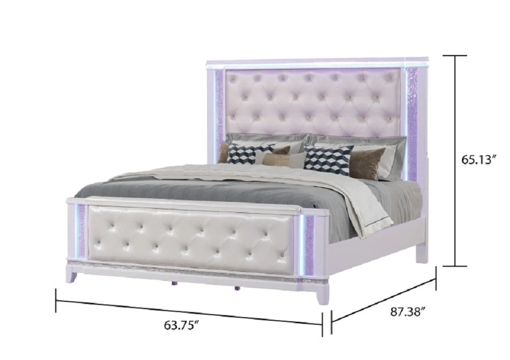 Opium Queen 5 Pc Bedroom Set Antique White - Image 5