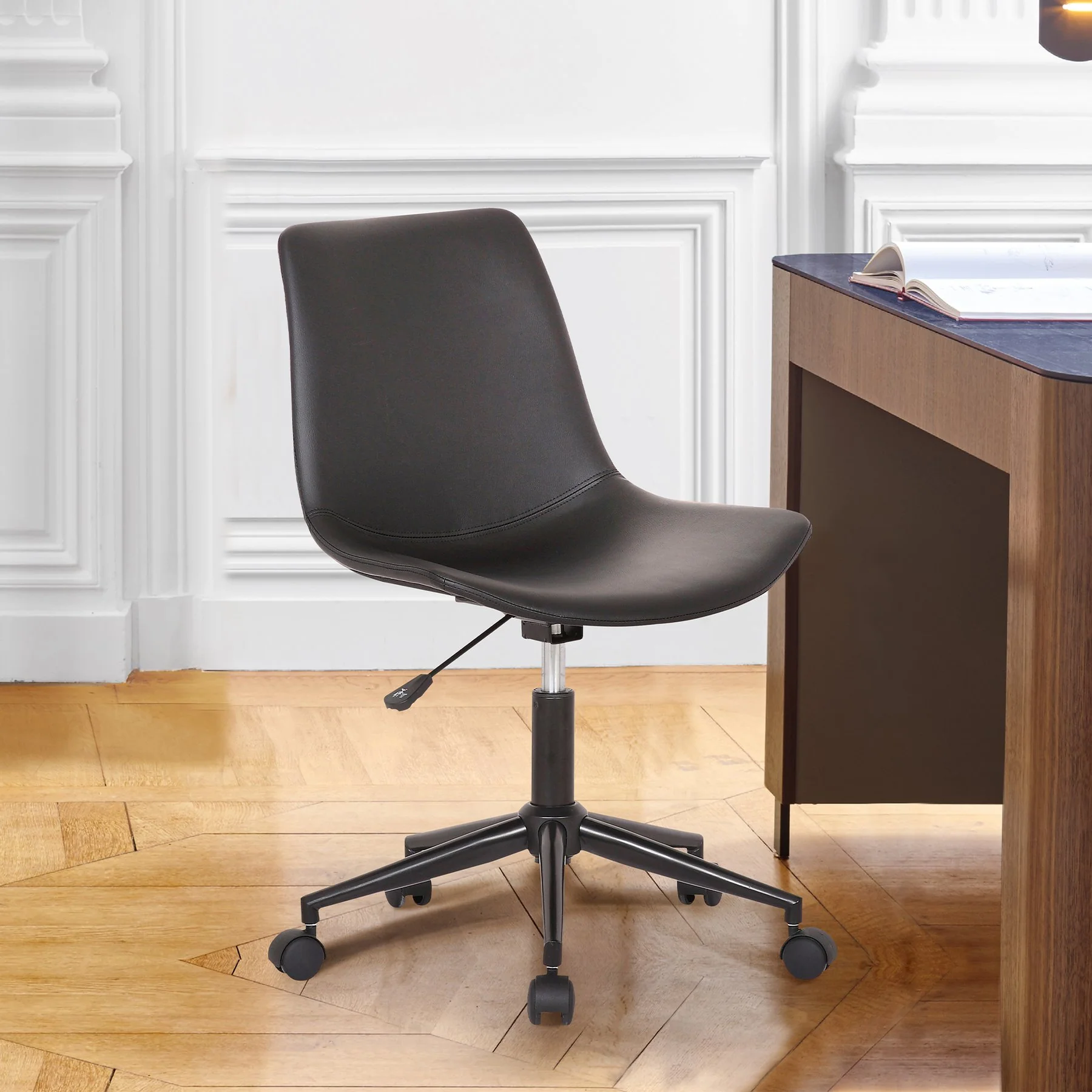 Optima Adjustable Black Faux Leather Task Chair - Image 6