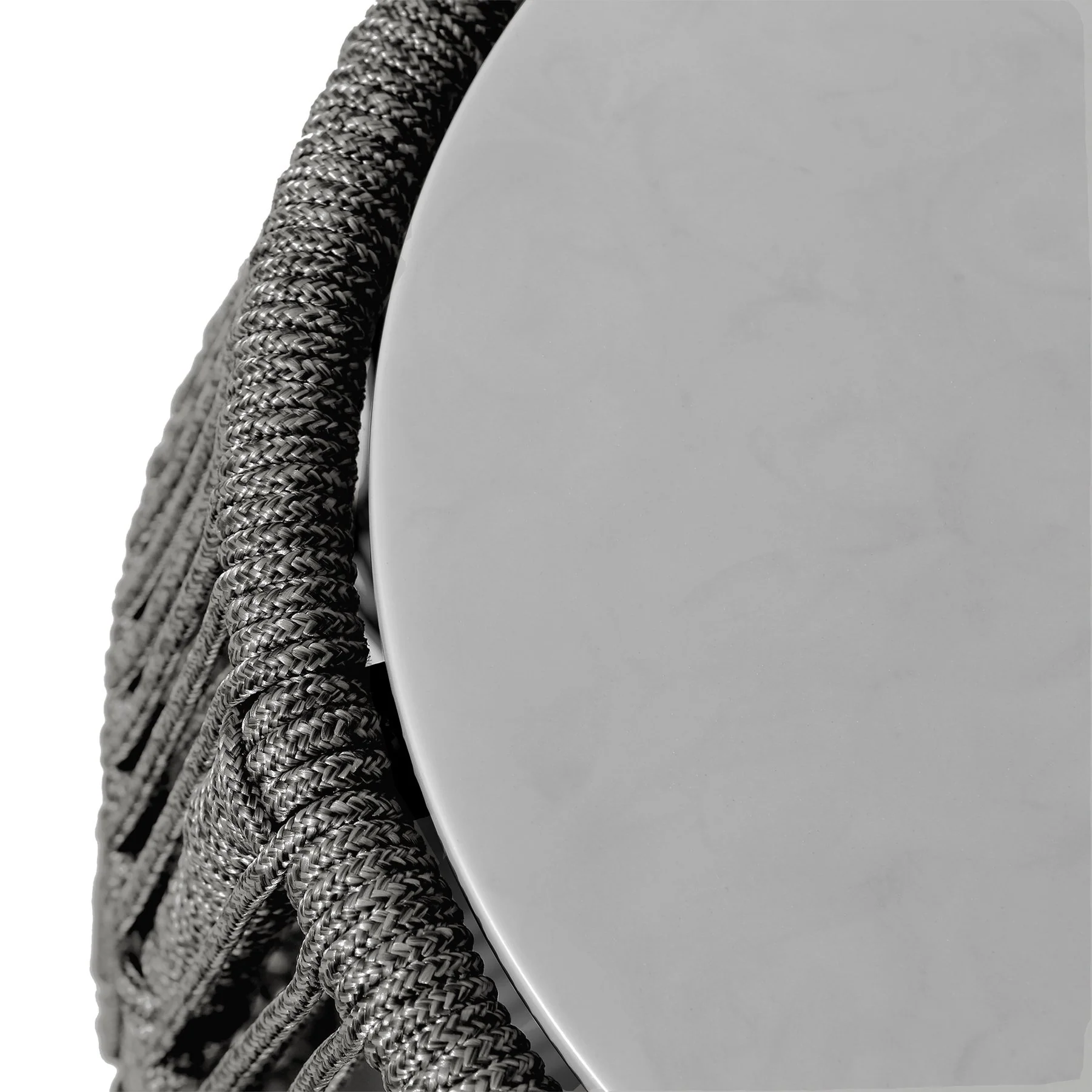 Opus Indoor Outdoor Garden Stool End Table in Charcoal Rope and Gray Superstone - Image 3