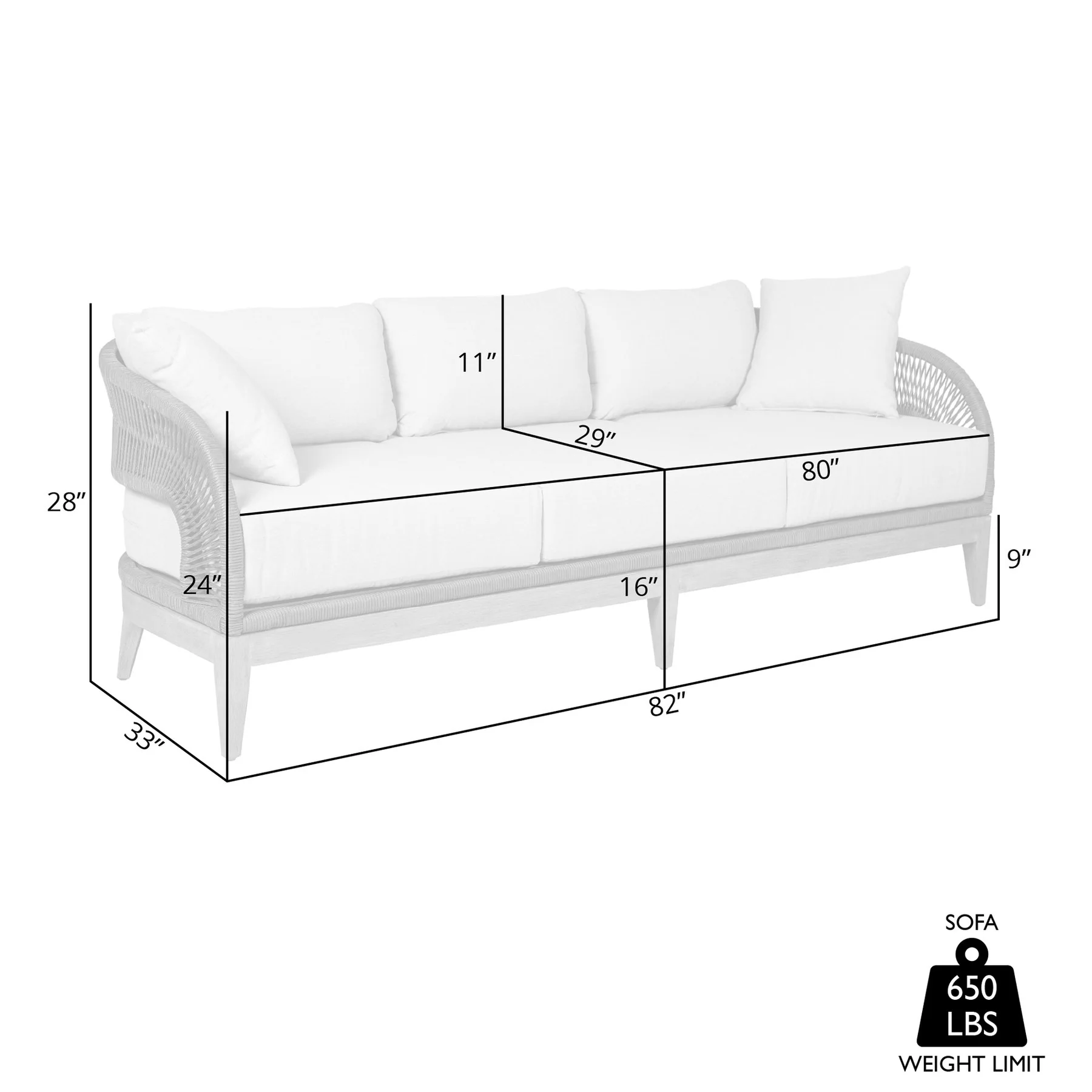 Orbit Outdoor Patio Sofa in Weathered Eucalyptus Wood with Gray Rope and Taupe Olefin Cushions - Image 9