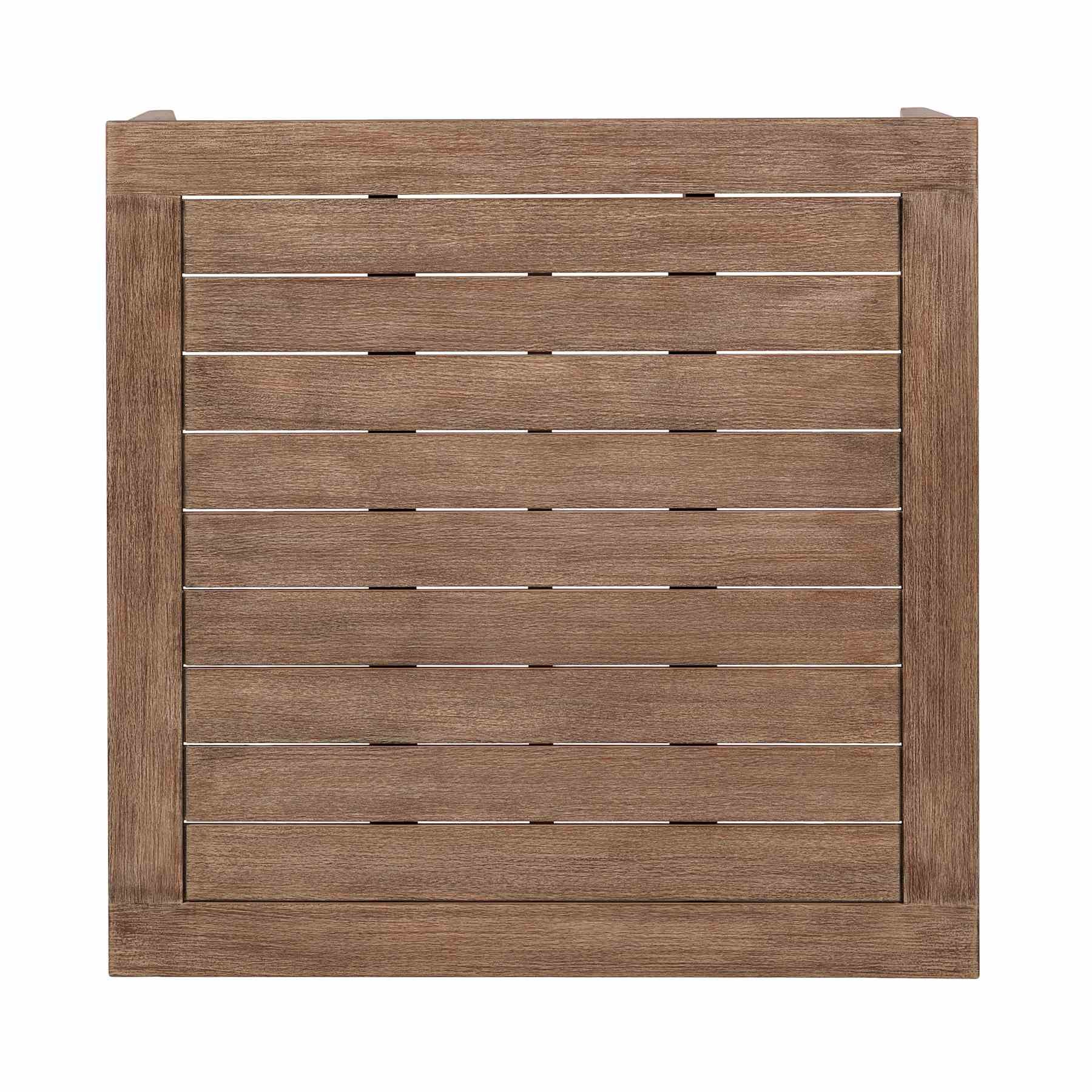 Orbit Square Outdoor Patio Coffee Table in Weathered Eucalyptus Wood - Image 3