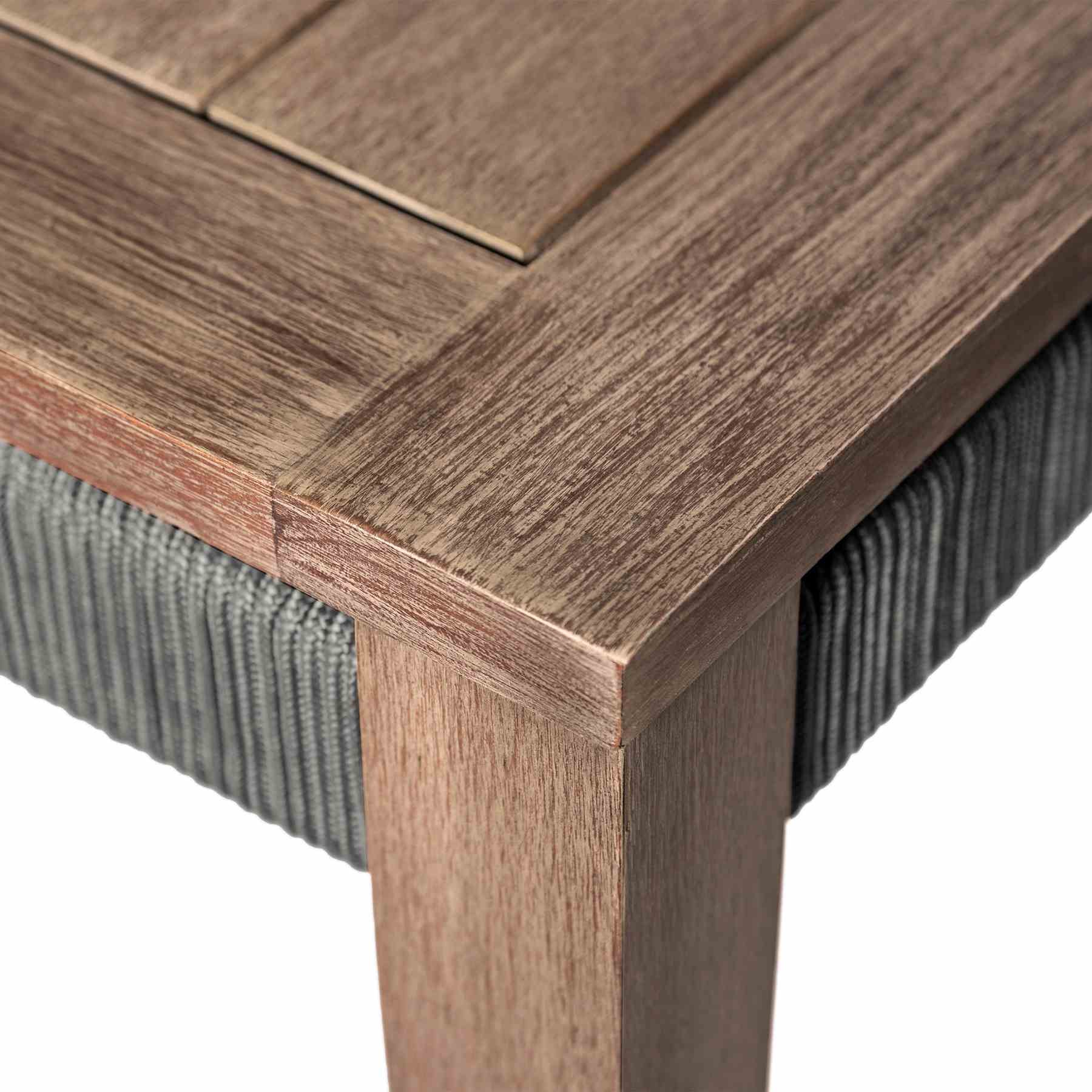 Orbit Square Outdoor Patio Coffee Table in Weathered Eucalyptus Wood - Image 5