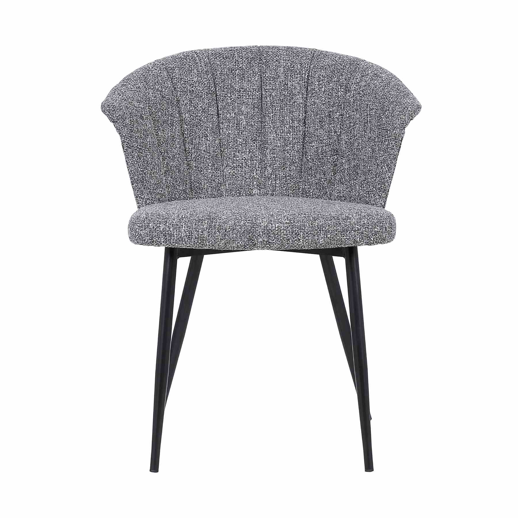 Orchid Contemporary Dining Chair in Black Powder Coated Finish with Gray Fabric and Black Brushed Wood Finish Back - Image 2