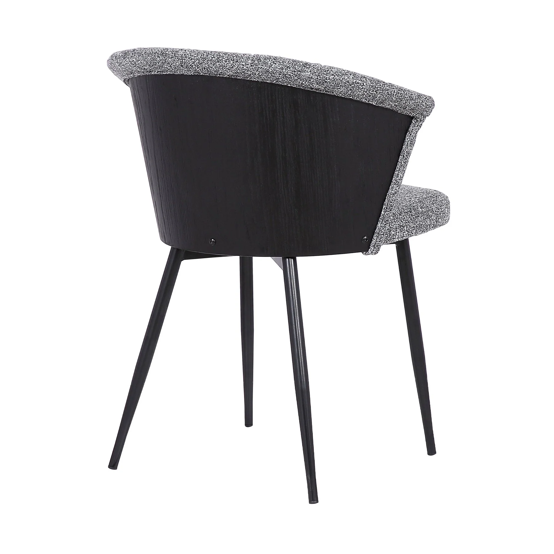 Orchid Contemporary Dining Chair in Black Powder Coated Finish with Gray Fabric and Black Brushed Wood Finish Back - Image 4
