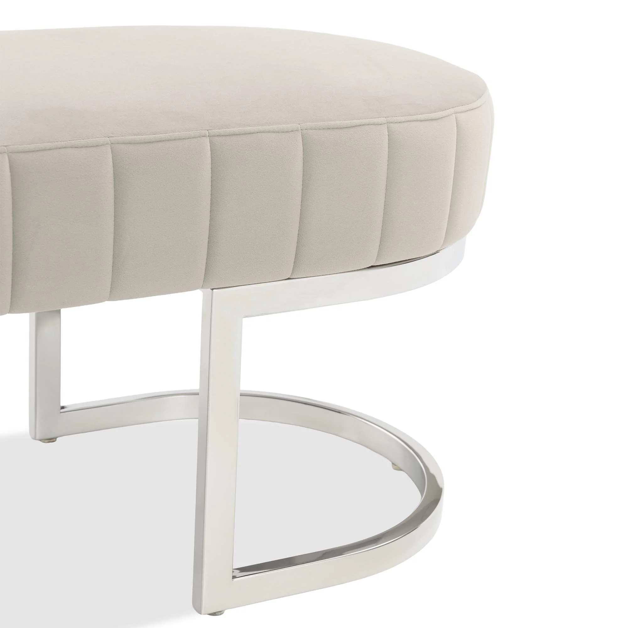 Orchid Velvet Accent Bench - Gray/Chrome - Image 4