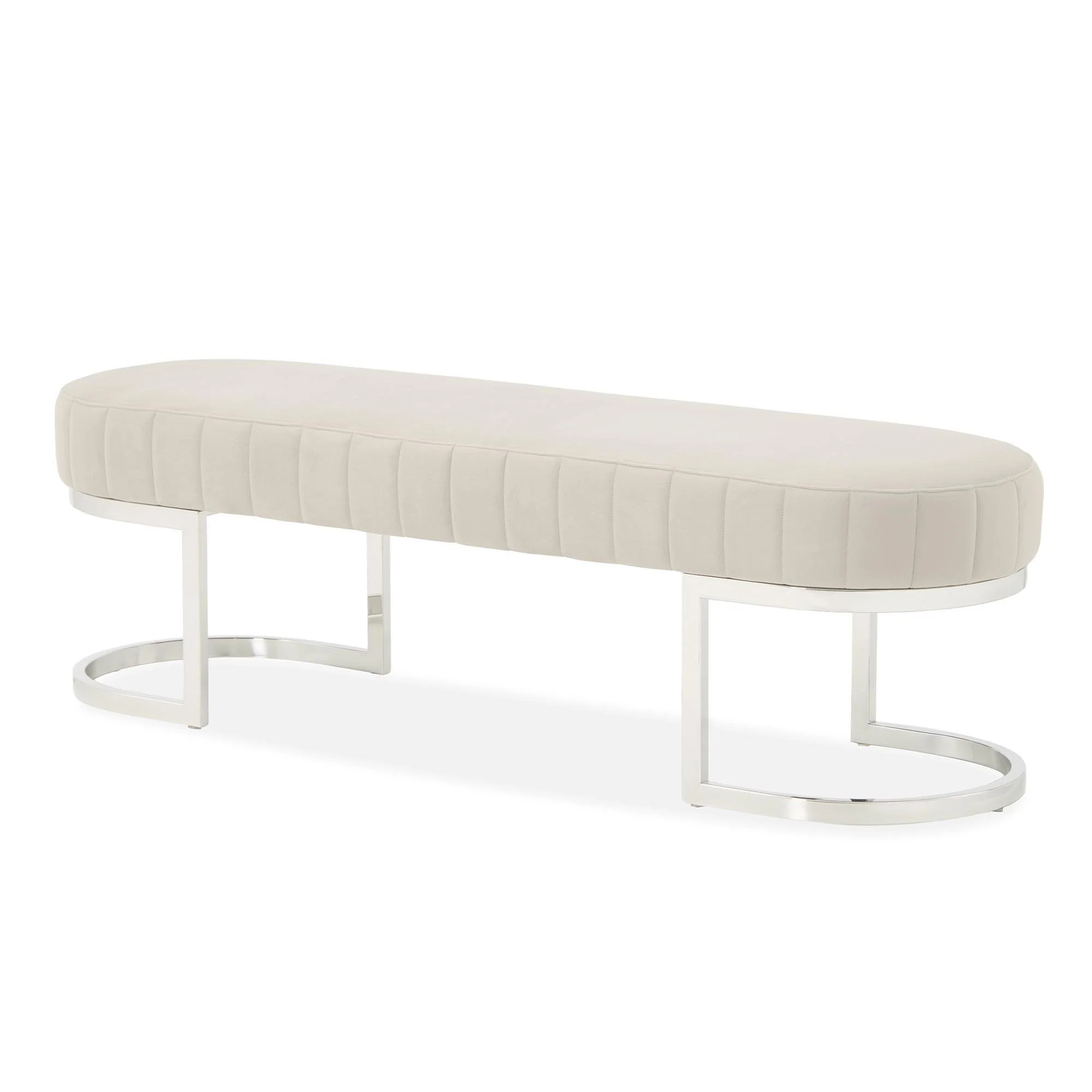 Orchid Velvet Accent Bench - Gray/Chrome - Image 6