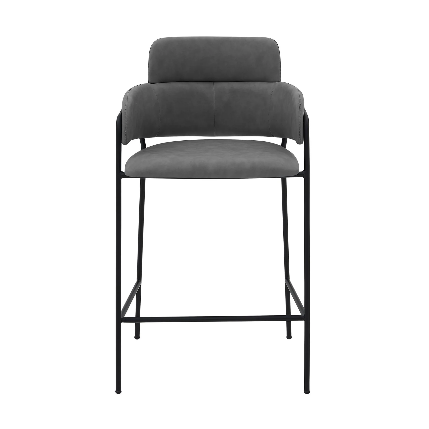 Oshen 26" Gray Faux Leather and Metal Counter Height Bar Stool - Image 2