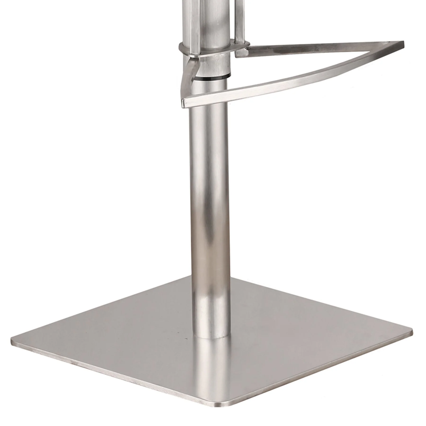 Oslo Adjustable Brushed Stainless Steel Barstool in Gray Faux Leather with Walnut Back - Image 4