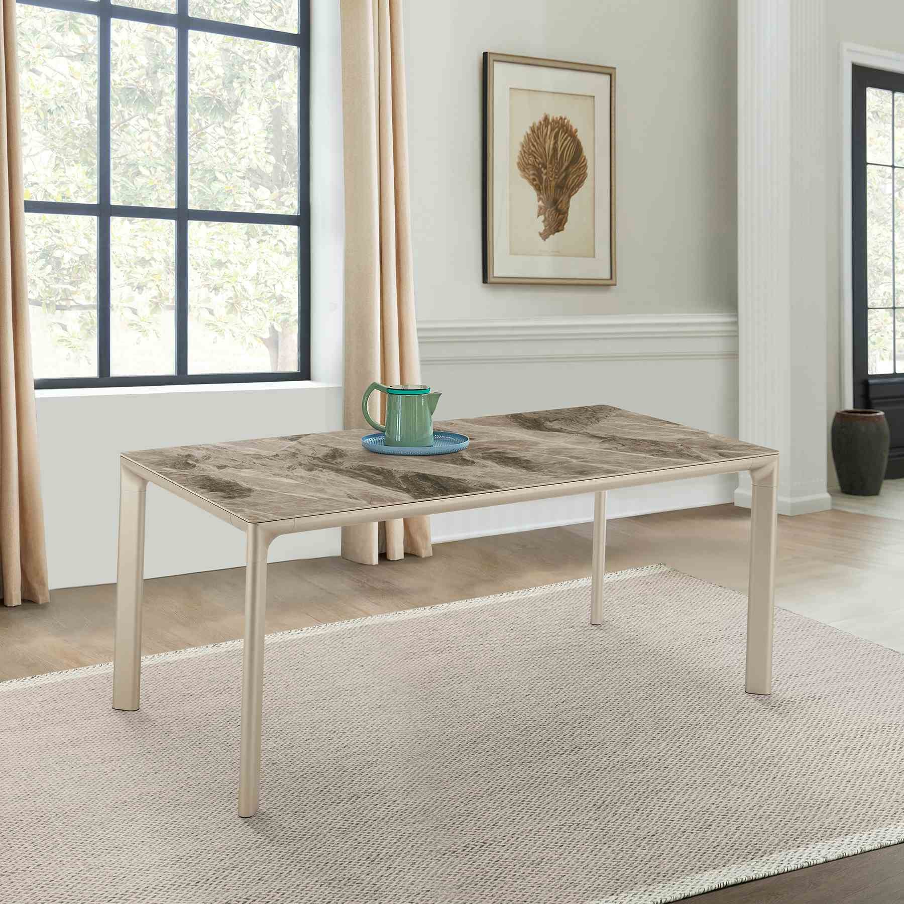 Otello Ceramic and Metal Rectangular Dining Room Table - Image 6