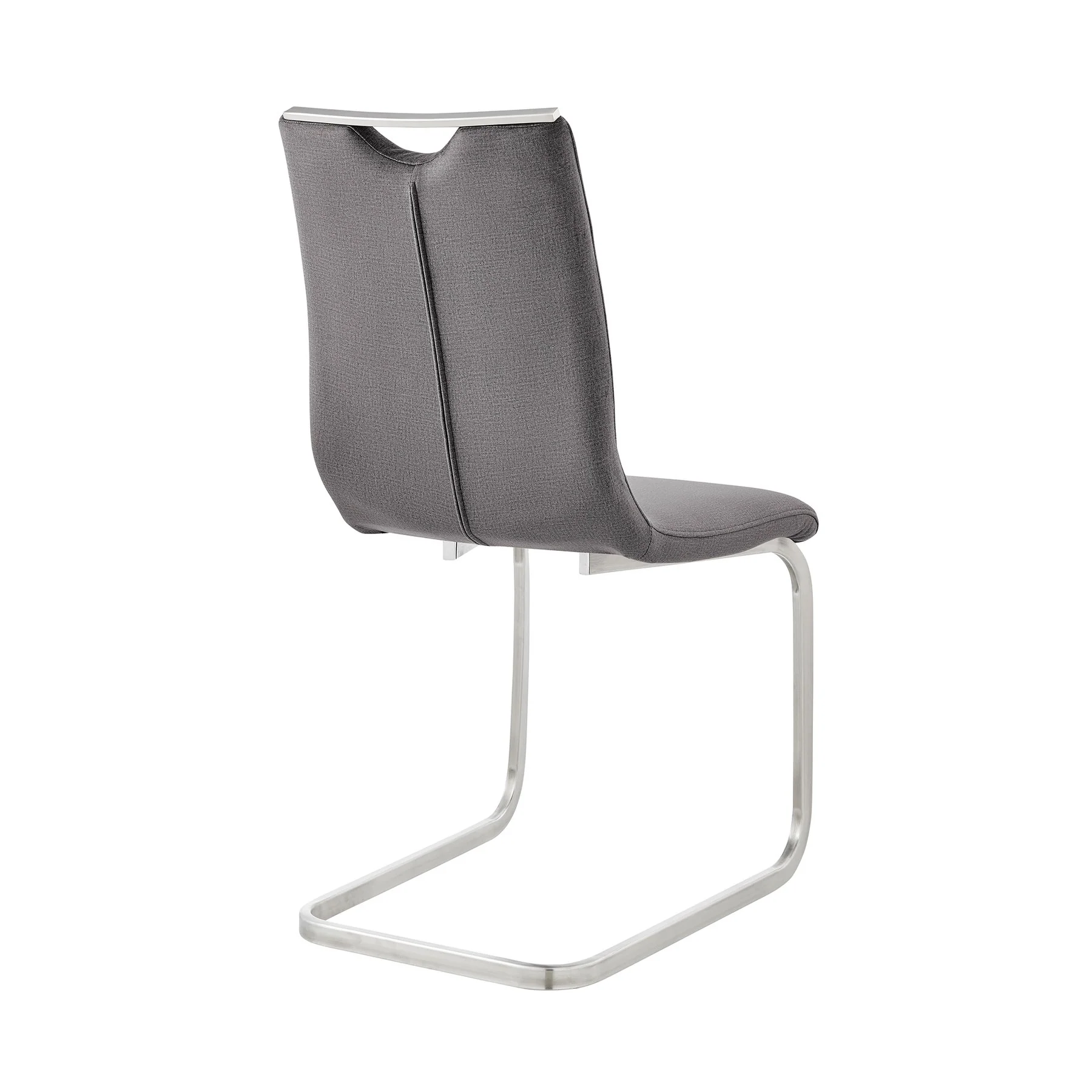 Pacific Dining Room Accent Chair in Gray Fabric and Brushed Stainless Steel Finish - Set of 2 - Image 4