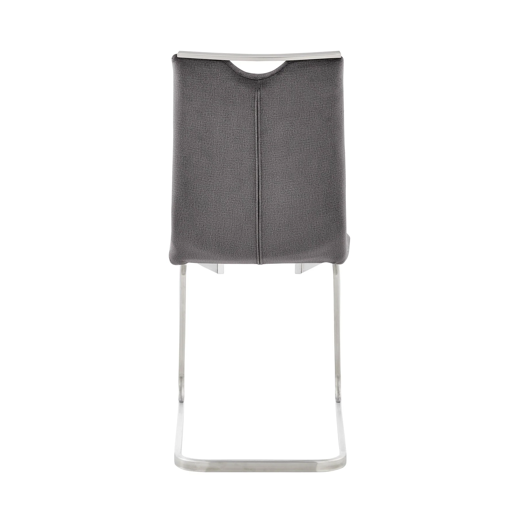 Pacific Dining Room Accent Chair in Gray Fabric and Brushed Stainless Steel Finish - Set of 2 - Image 5