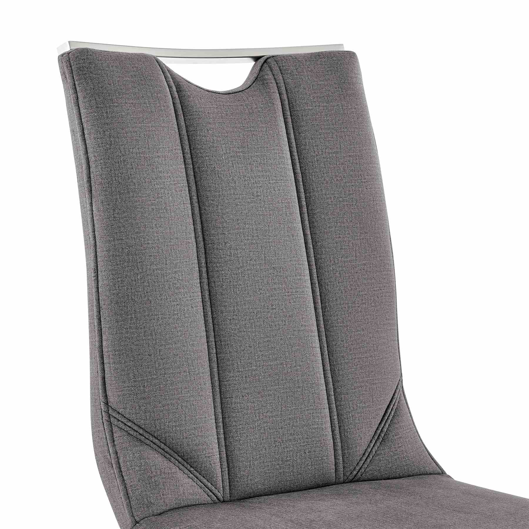 Pacific Dining Room Accent Chair in Gray Fabric and Brushed Stainless Steel Finish - Set of 2 - Image 6