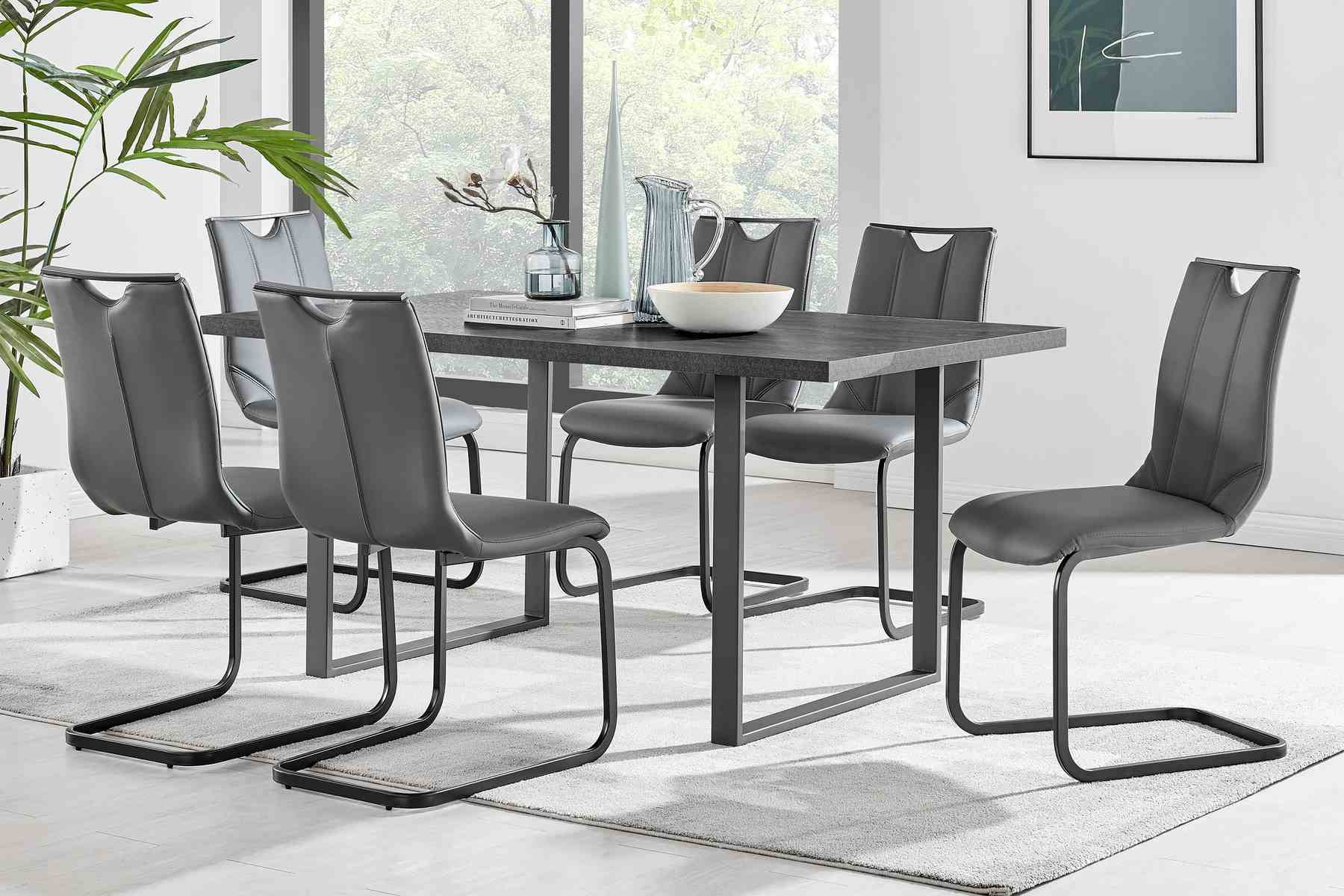 Pacific Dining Room Chair in Gray Faux Leather and Black Finish - Set of 2 - Image 10