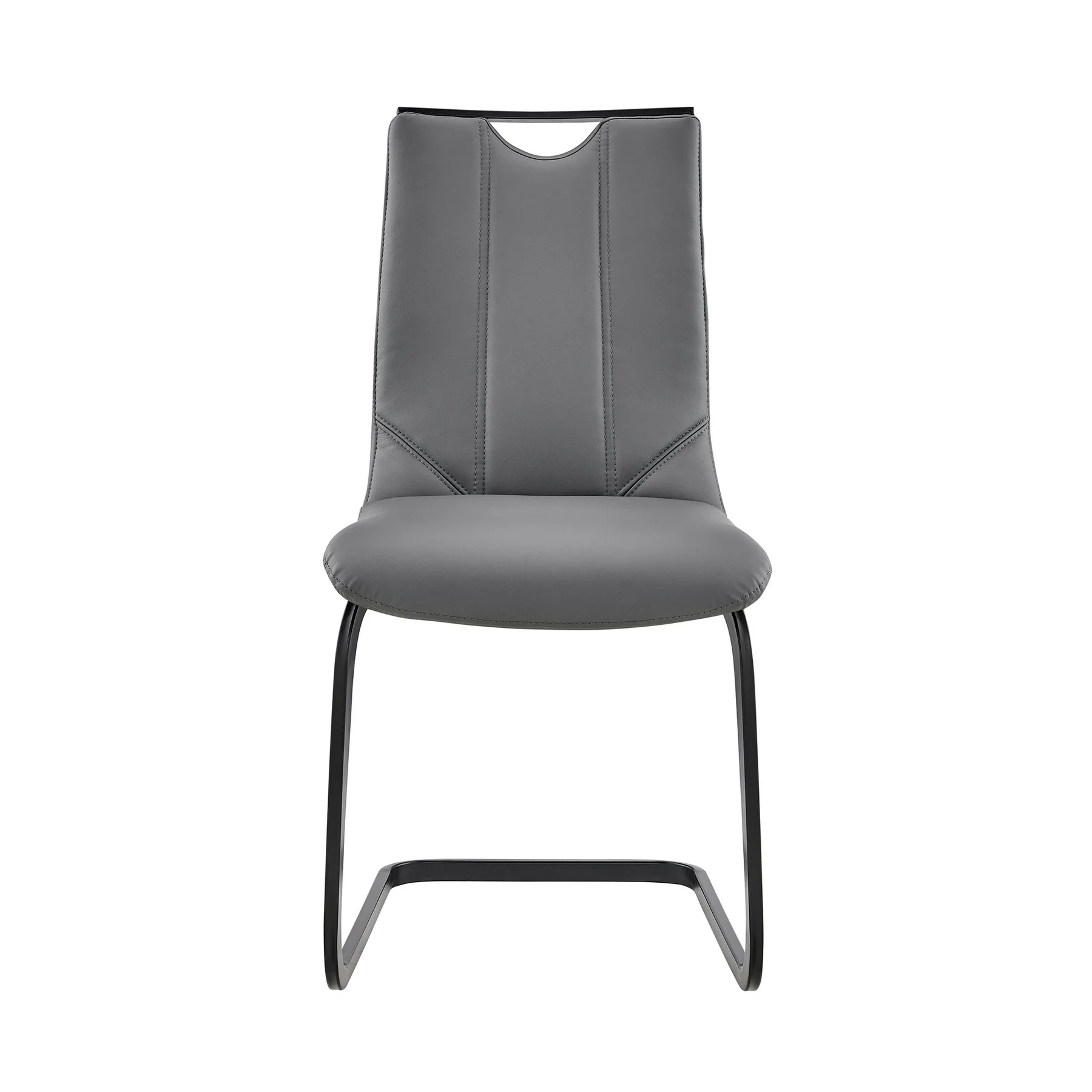 Pacific Dining Room Chair in Gray Faux Leather and Black Finish - Set of 2 - Image 2