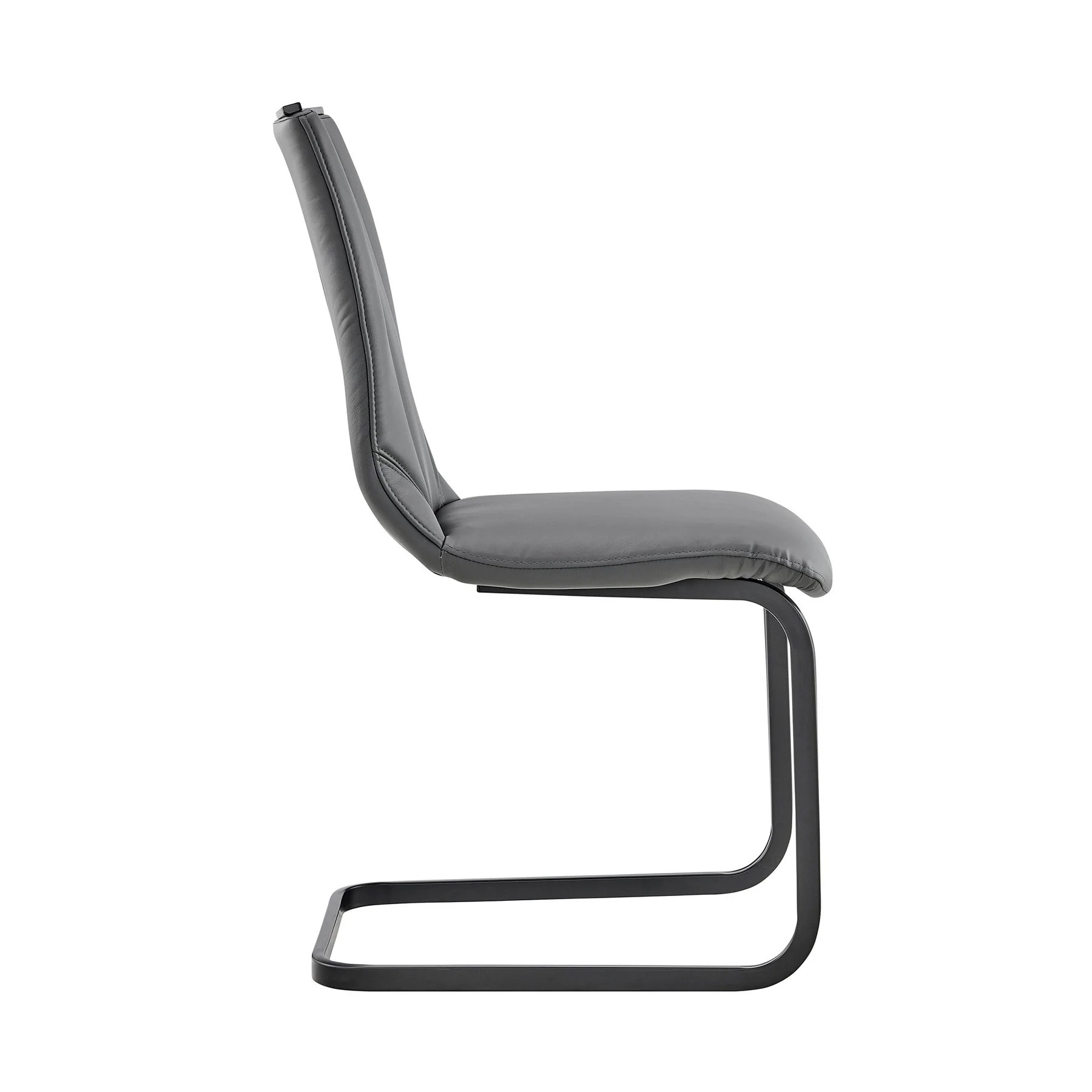 Pacific Dining Room Chair in Gray Faux Leather and Black Finish - Set of 2 - Image 3