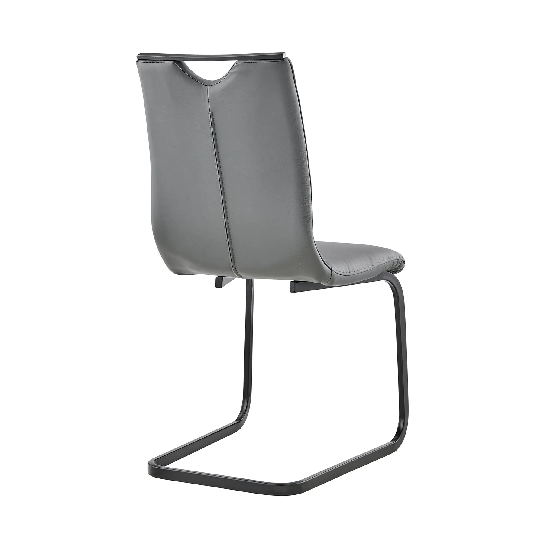 Pacific Dining Room Chair in Gray Faux Leather and Black Finish - Set of 2 - Image 4