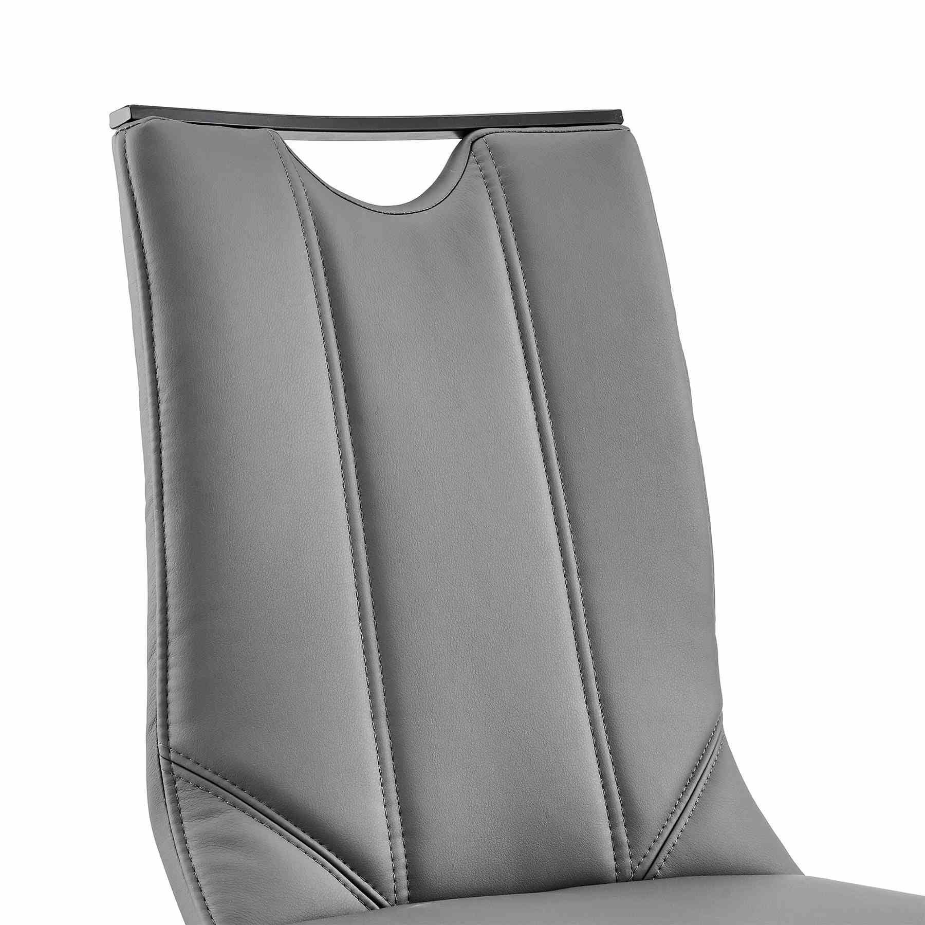 Pacific Dining Room Chair in Gray Faux Leather and Black Finish - Set of 2 - Image 6