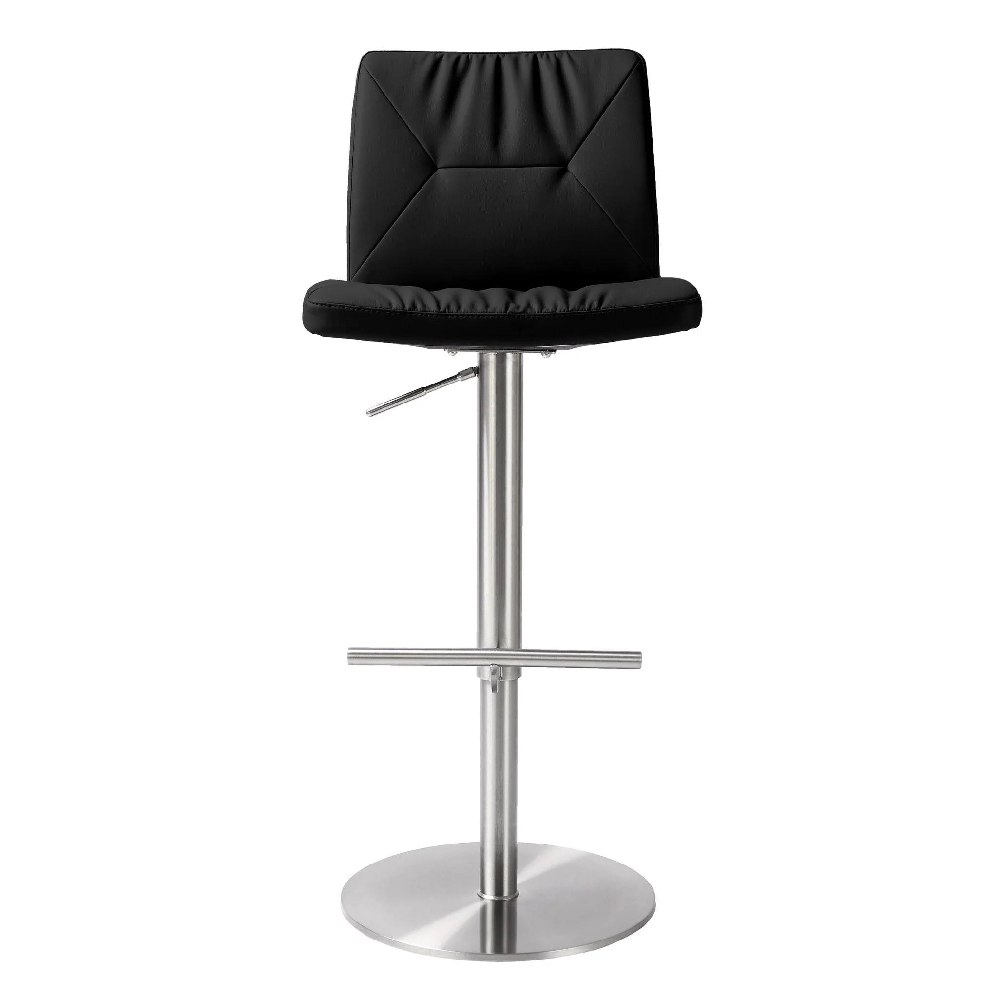 Paddy Black Performance Vegan Leather on Silver Adjustable Stool - Image 3