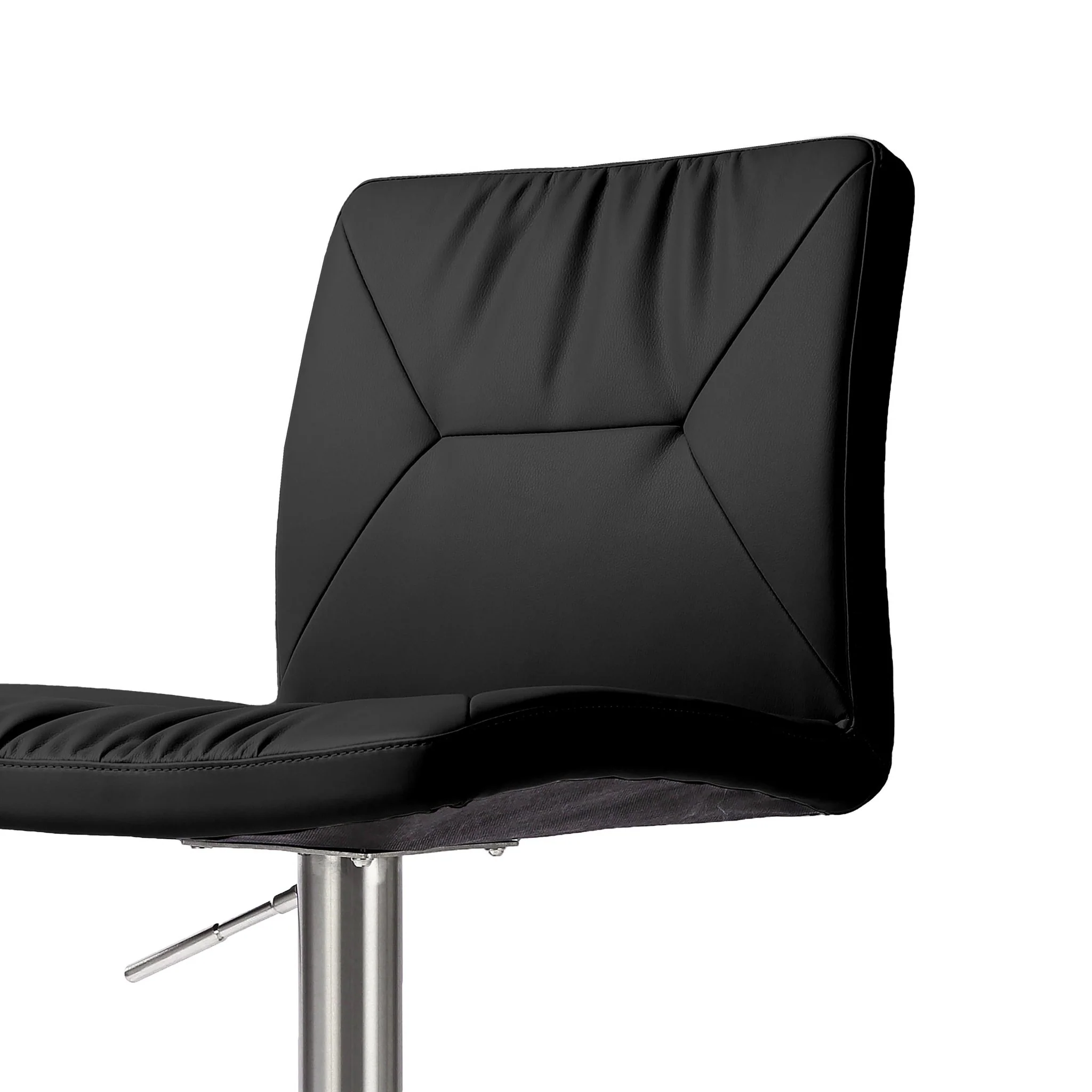 Paddy Black Performance Vegan Leather on Silver Adjustable Stool - Image 5