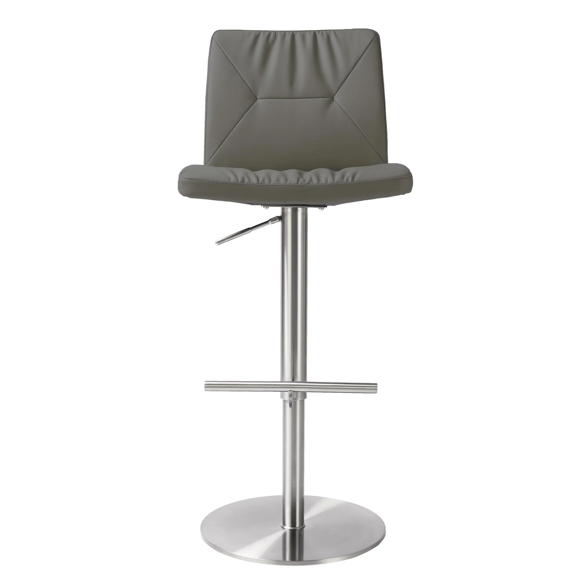 Paddy Dark Grey Performance Vegan Leather on Silver Adjustable Stool - Image 3