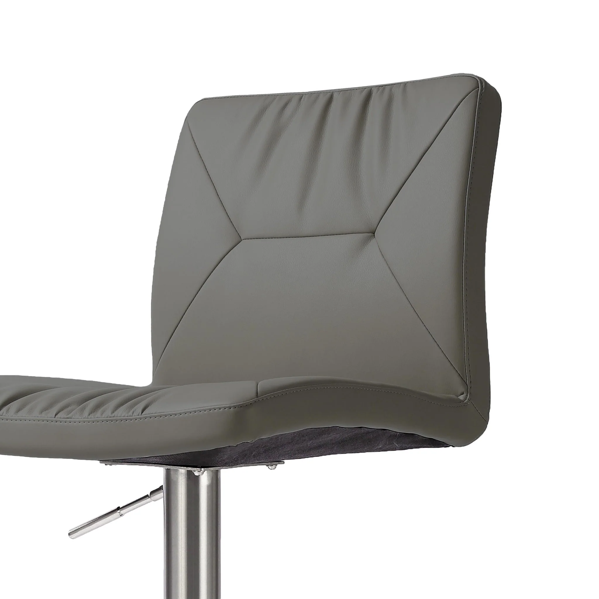 Paddy Dark Grey Performance Vegan Leather on Silver Adjustable Stool - Image 5