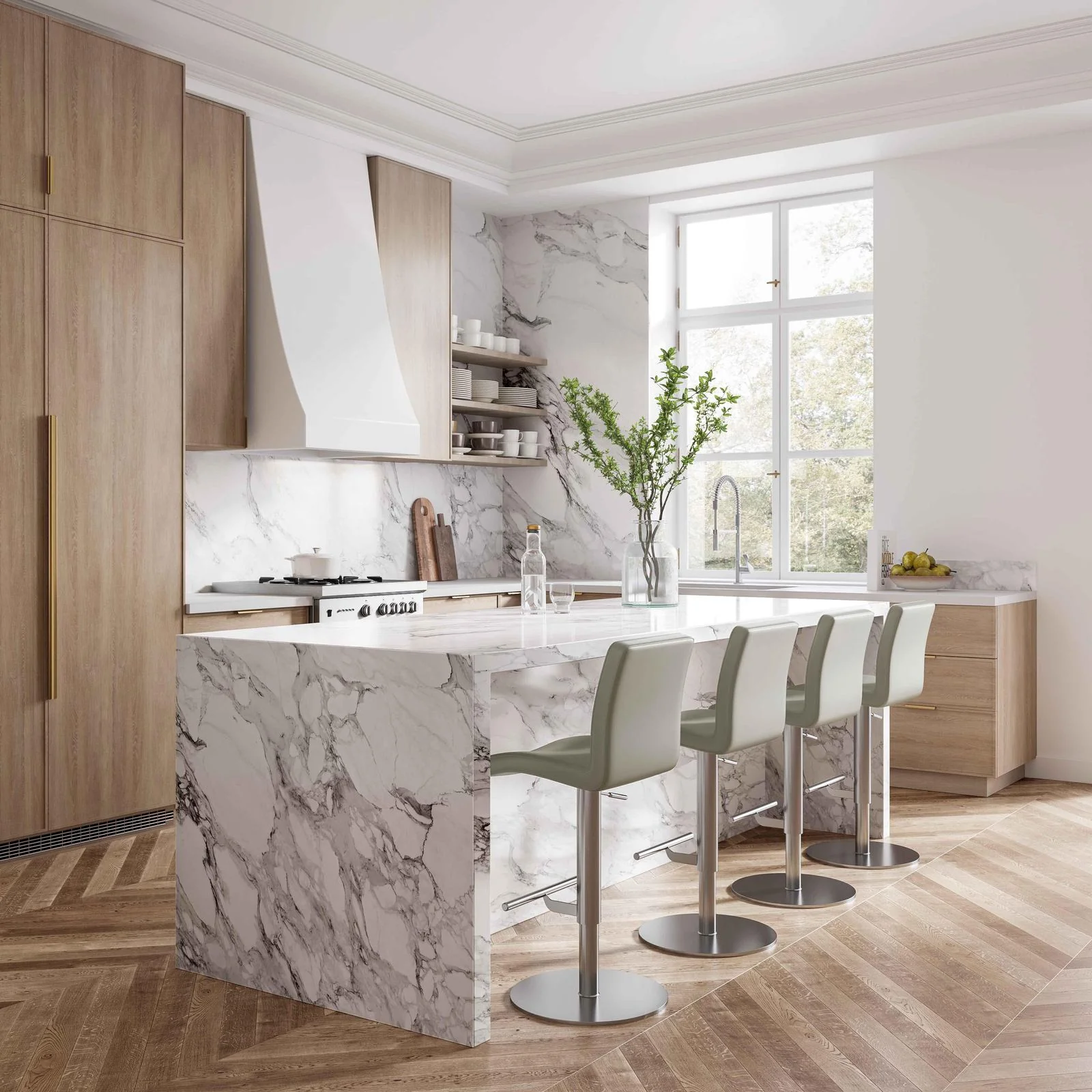 Paddy Light Grey Performance Vegan Leather on Silver Adjustable Stool - Image 2
