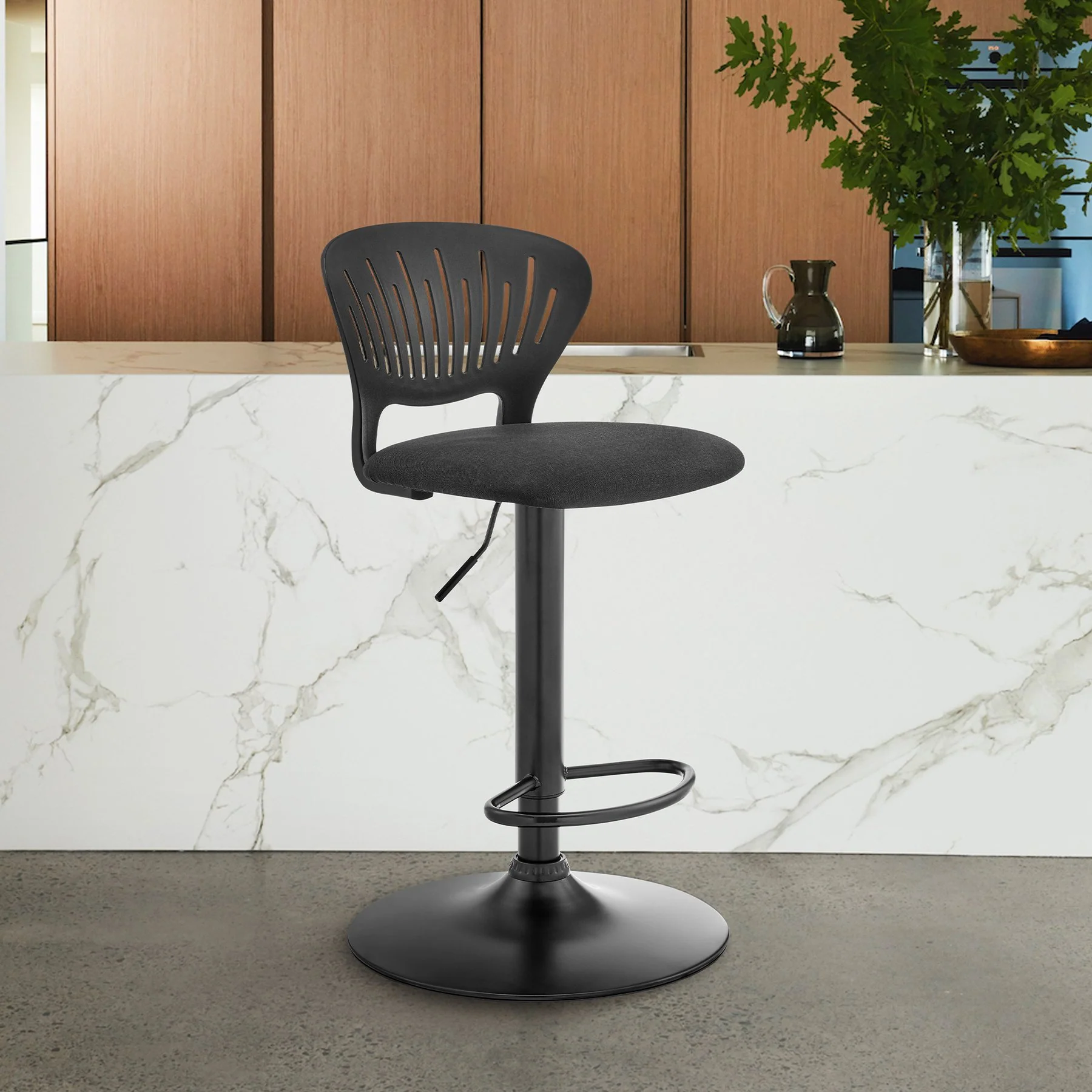 Padua Adjustable Black Upholstery Swivel Stool - Image 9